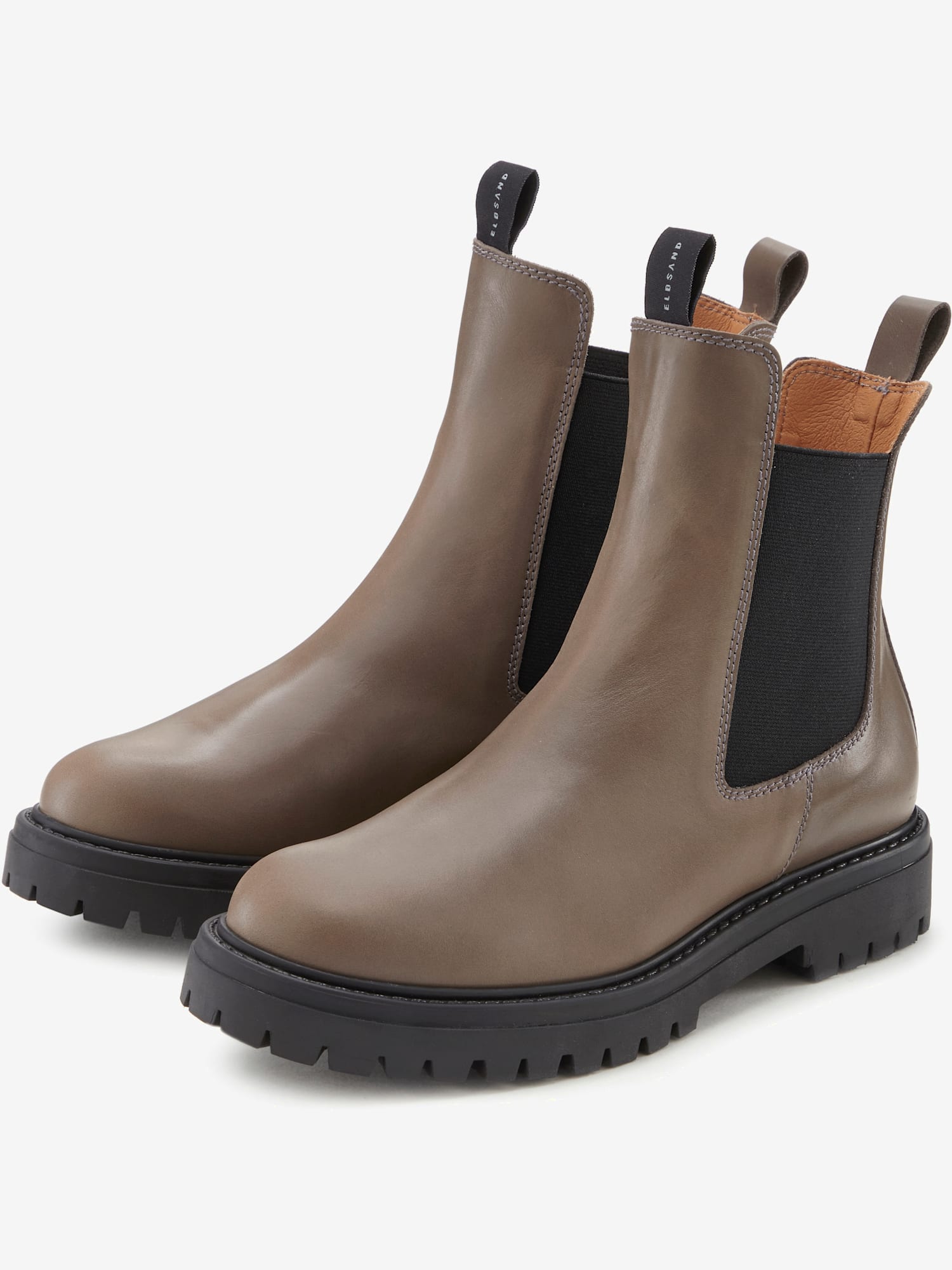 Bottines chelsea tendance en cuir de qualité, très confortables, marron moyen uni, taille 43, Elbsand - helline