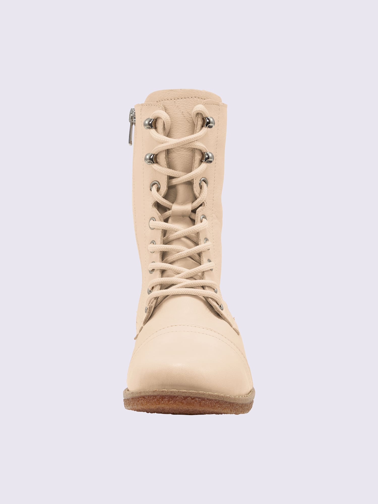 Bottines à lacets cuir nappa de vache, couleur ivoire moyen uni, taille 38 - helline