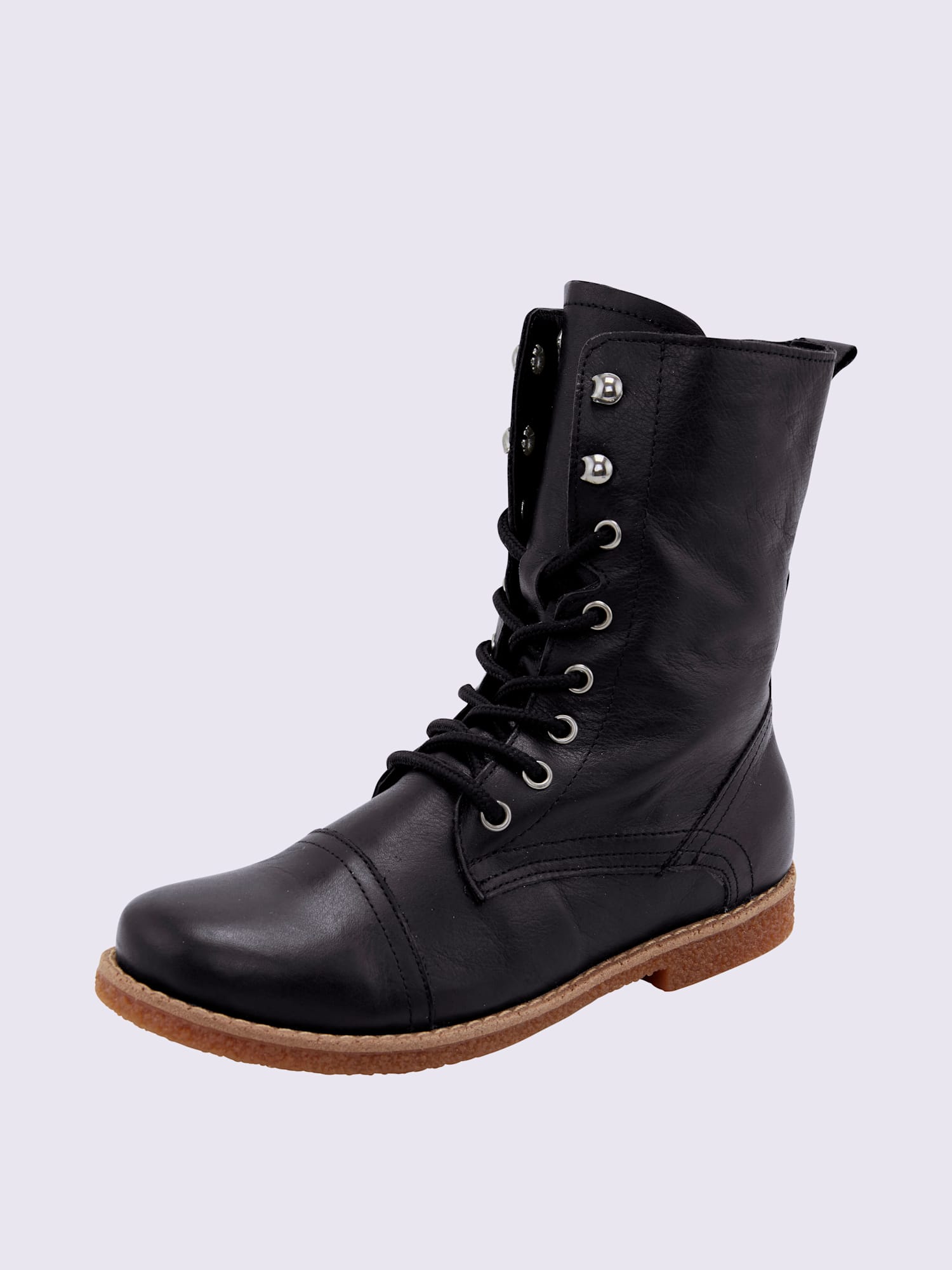 Bottines à lacets cuir nappa de vache, couleur noir, taille 39 - helline