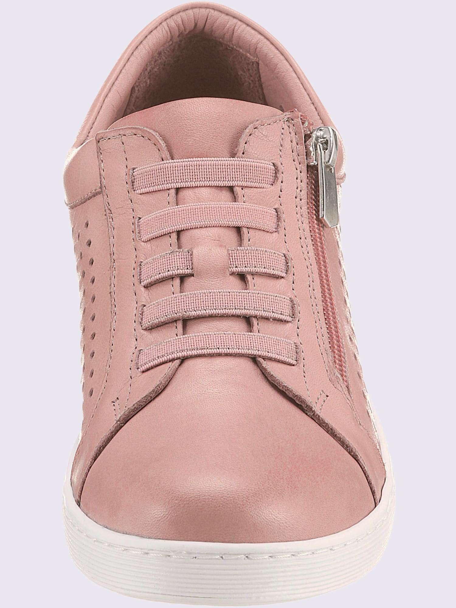 Baskets cuir nappa de vache, rose clair uni, taille 39 - helline