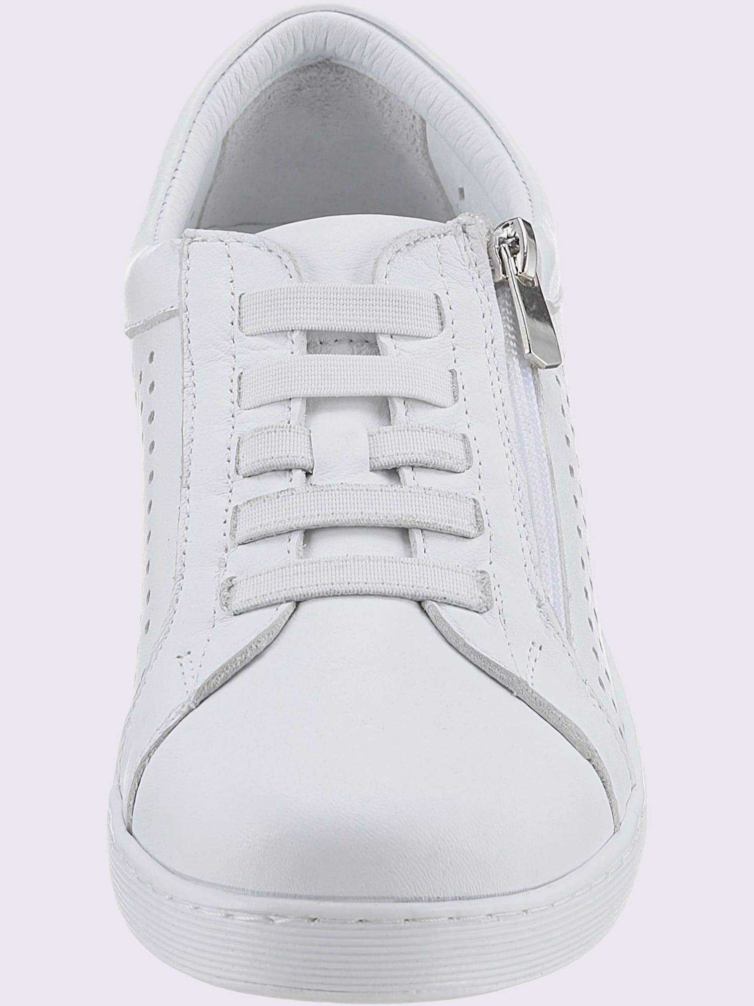 Baskets cuir nappa de vache, blanc uni, taille 40 - helline