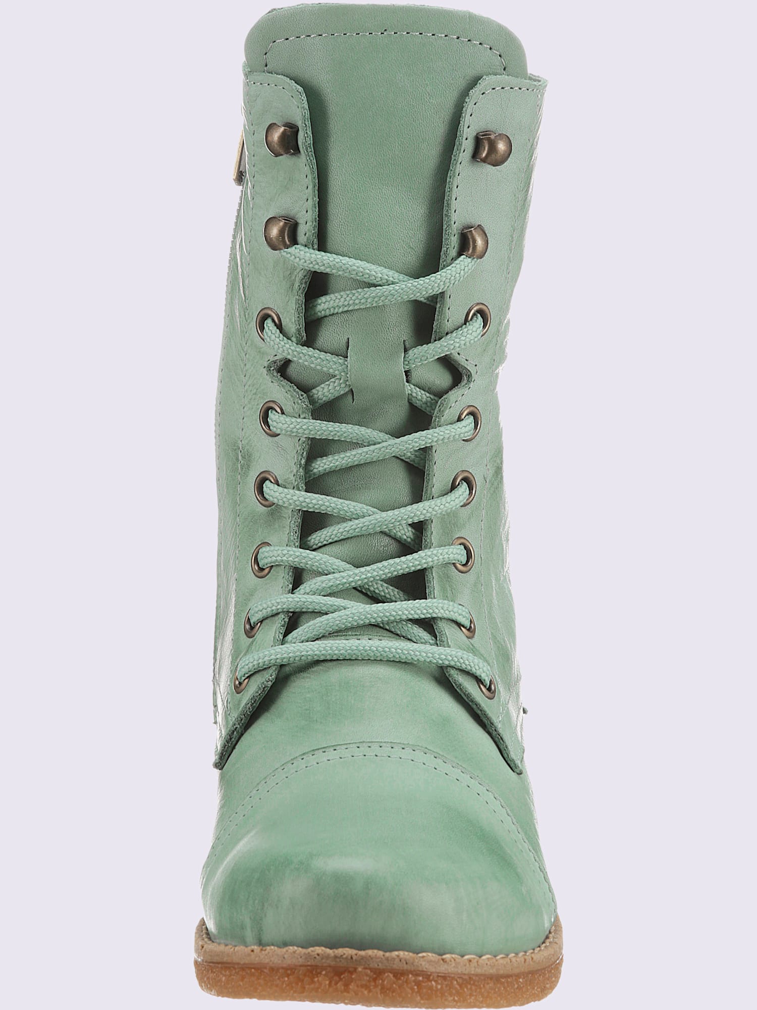 Bottines à lacets cuir nappa de vache, bleu turquoise clair uni, taille 39 - helline