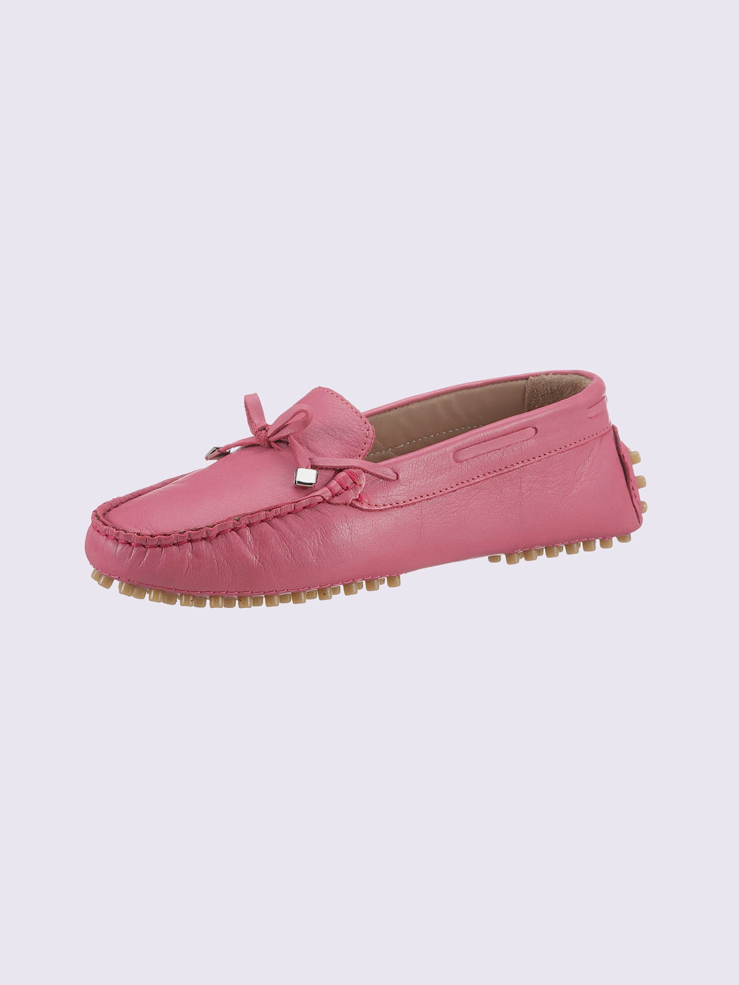 Mocassins cuir nappa de vache, couleur rose, taille 41 - helline