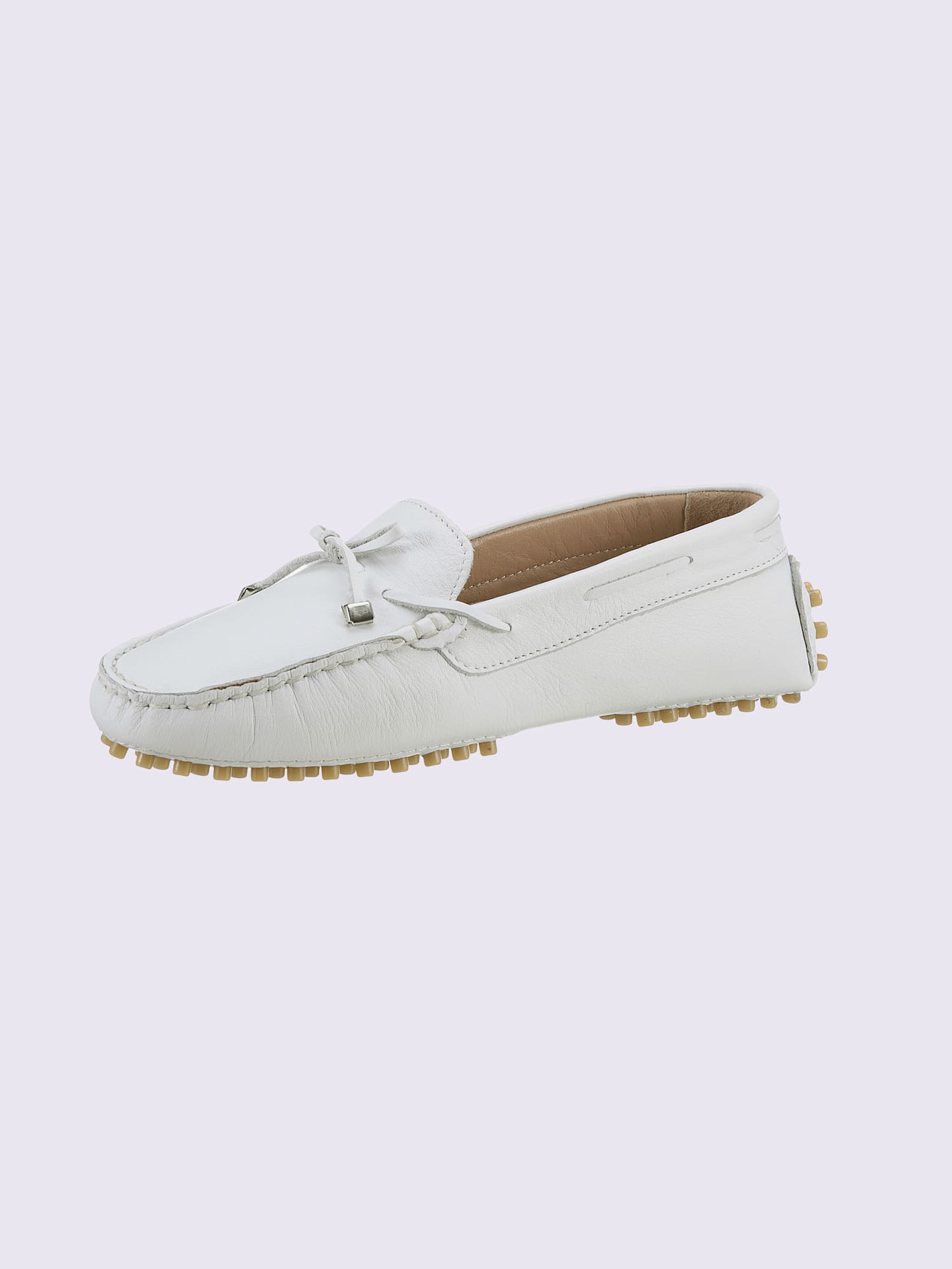 Mocassins cuir nappa de vache, couleur blanc, taille 42 - helline