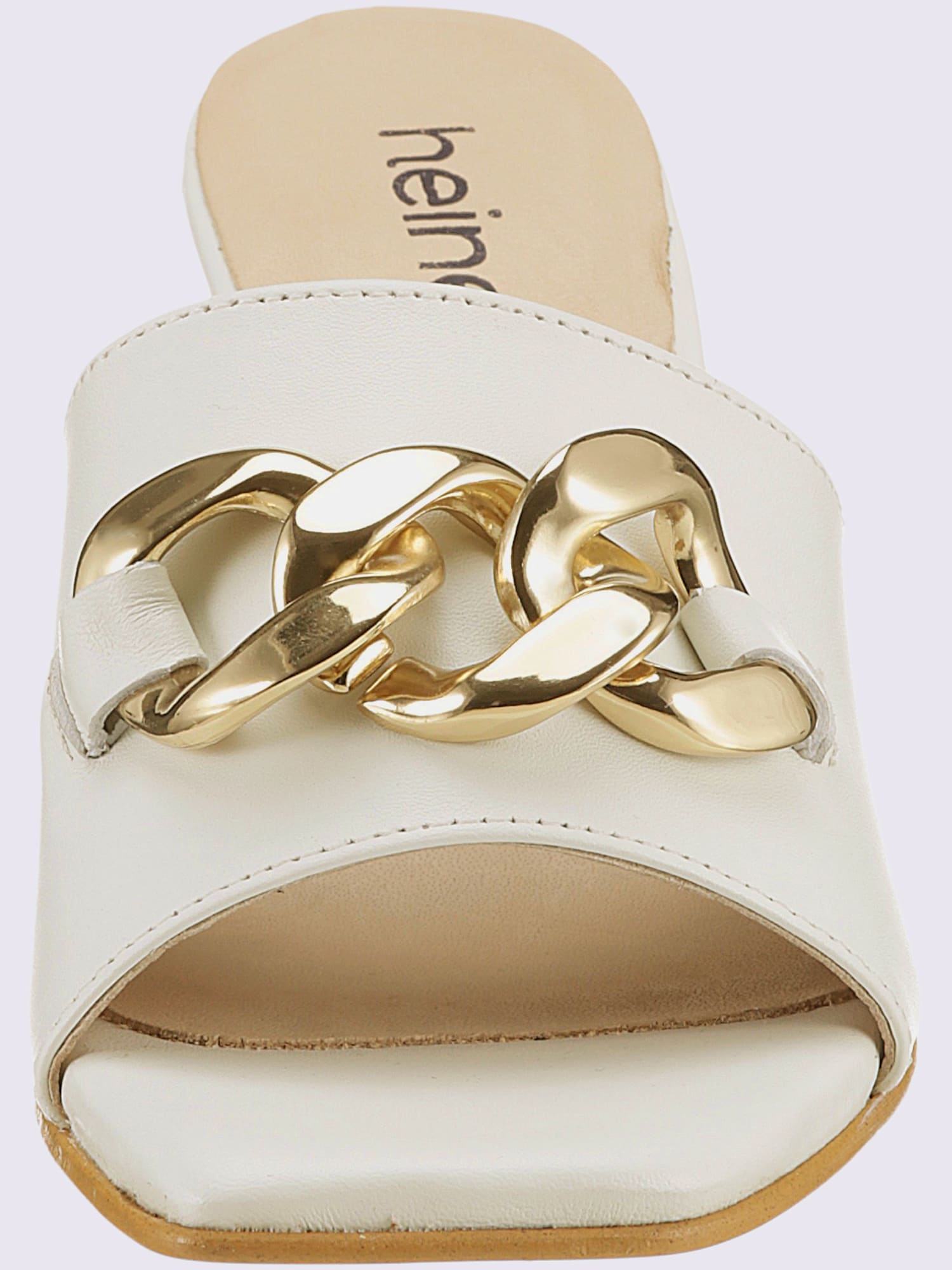 Mules cuir nappa de vache, couleur blanc, taille 42 - helline