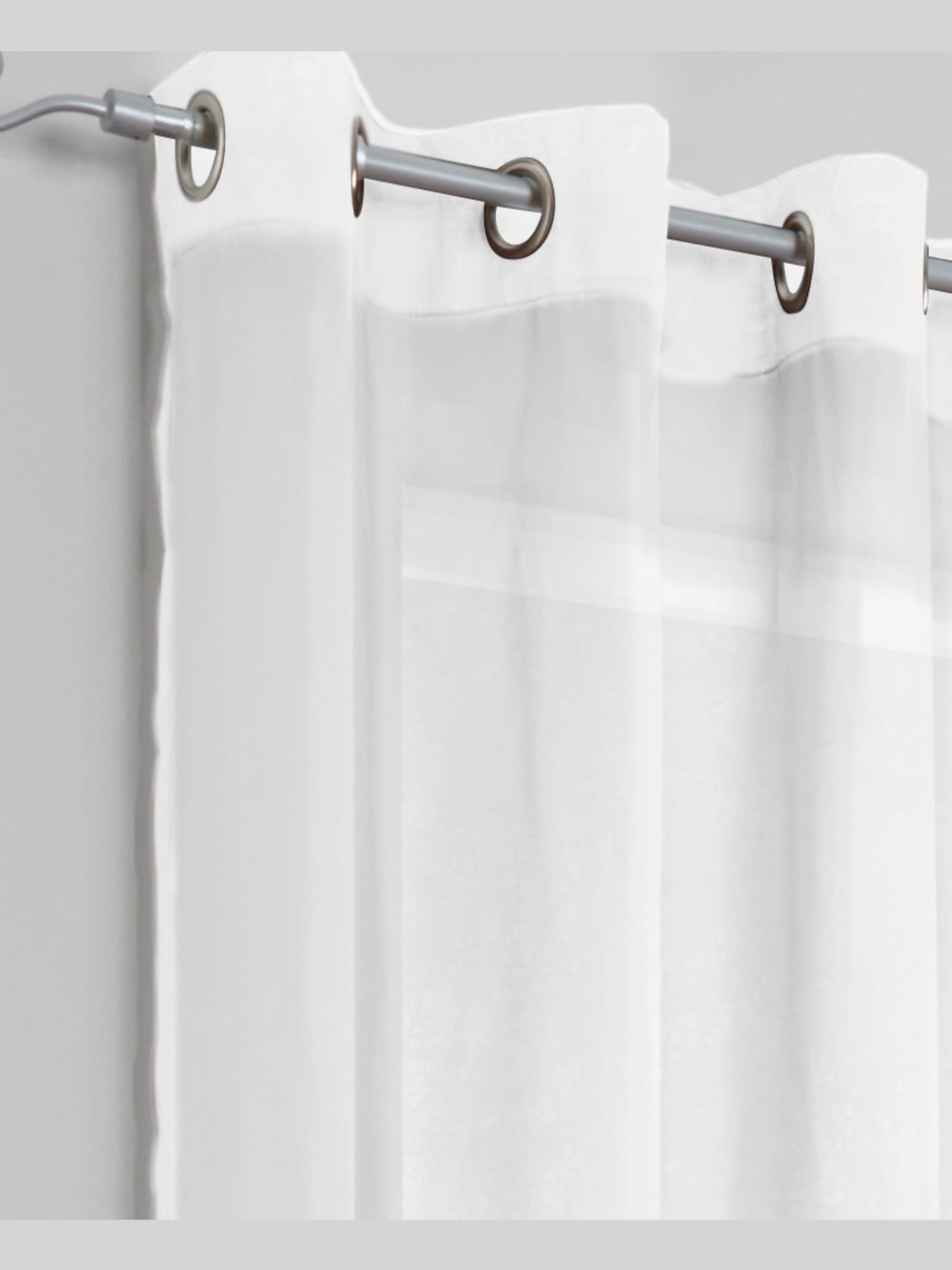 Rideaux sobre, Œillets, couleur : blanc uni, taille 225x140 cm, marque helline home, 100% polyester - helline