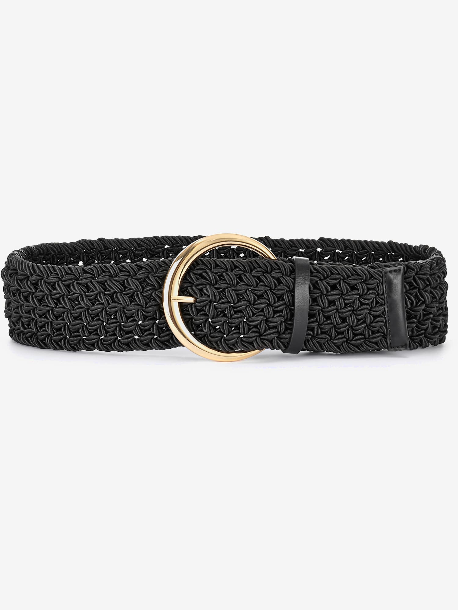 Élégante ceinture avec boucle métallique couleur or, couleur noir, taille 65, marque LASCANA - helline