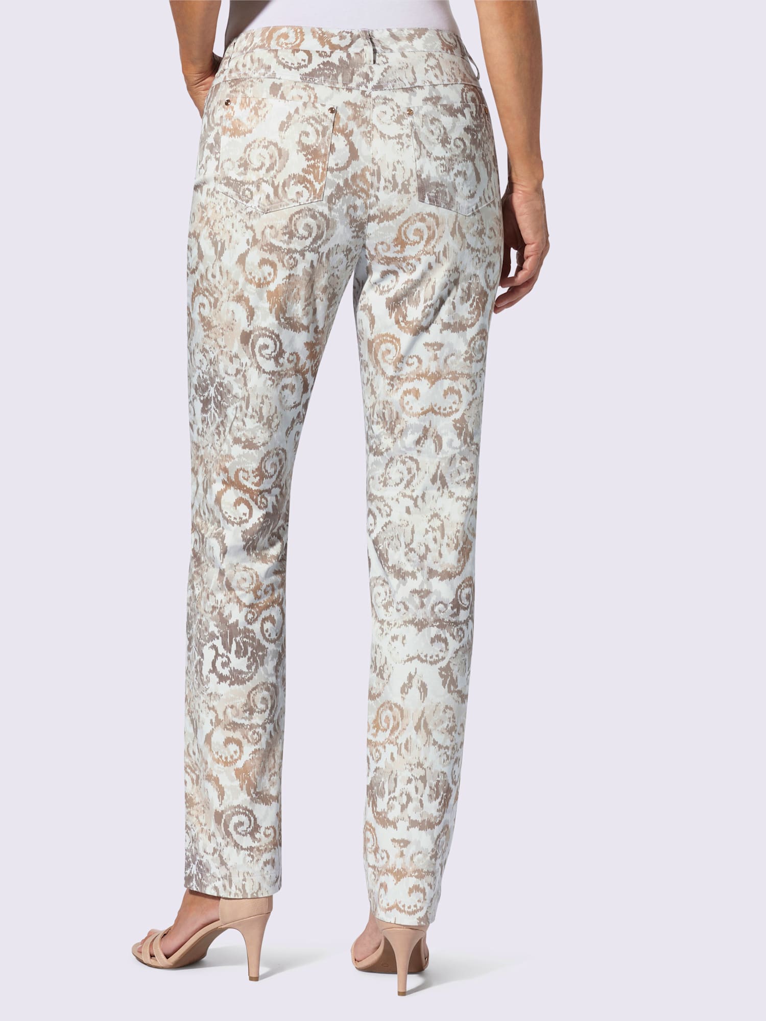 Pantalon imprimé qualité coton, couleur couleur ivoire, taille 42, marque Fair Lady - Witt