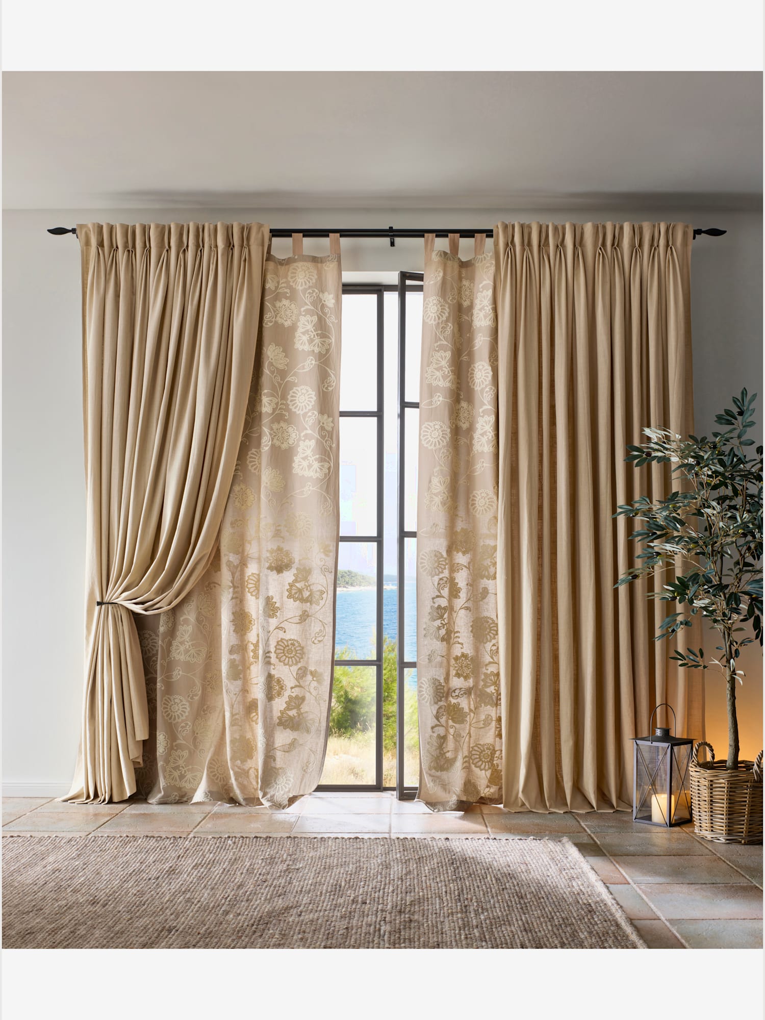 Rideau bavolet opaque, couleur marron, taille 145x130 cm, marque helline home - helline