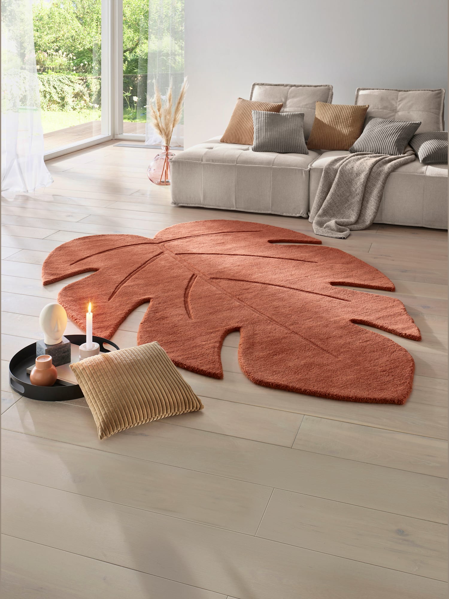 Tapis à poils longs tissé à la main, couleur orange, taille 90x120 cm, marque helline home - helline