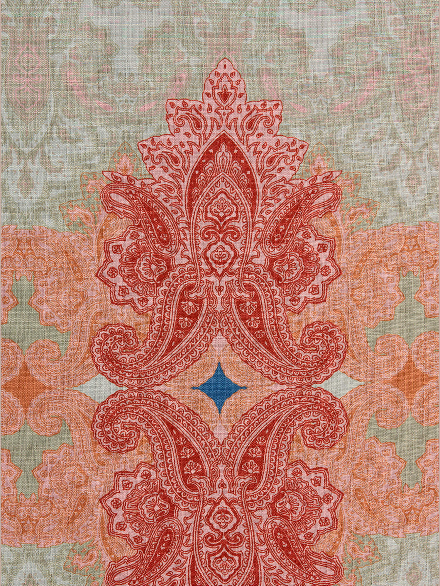 Rideau motif paisley tendance, couleur vert, taille 145x140 cm, marque helline home - helline