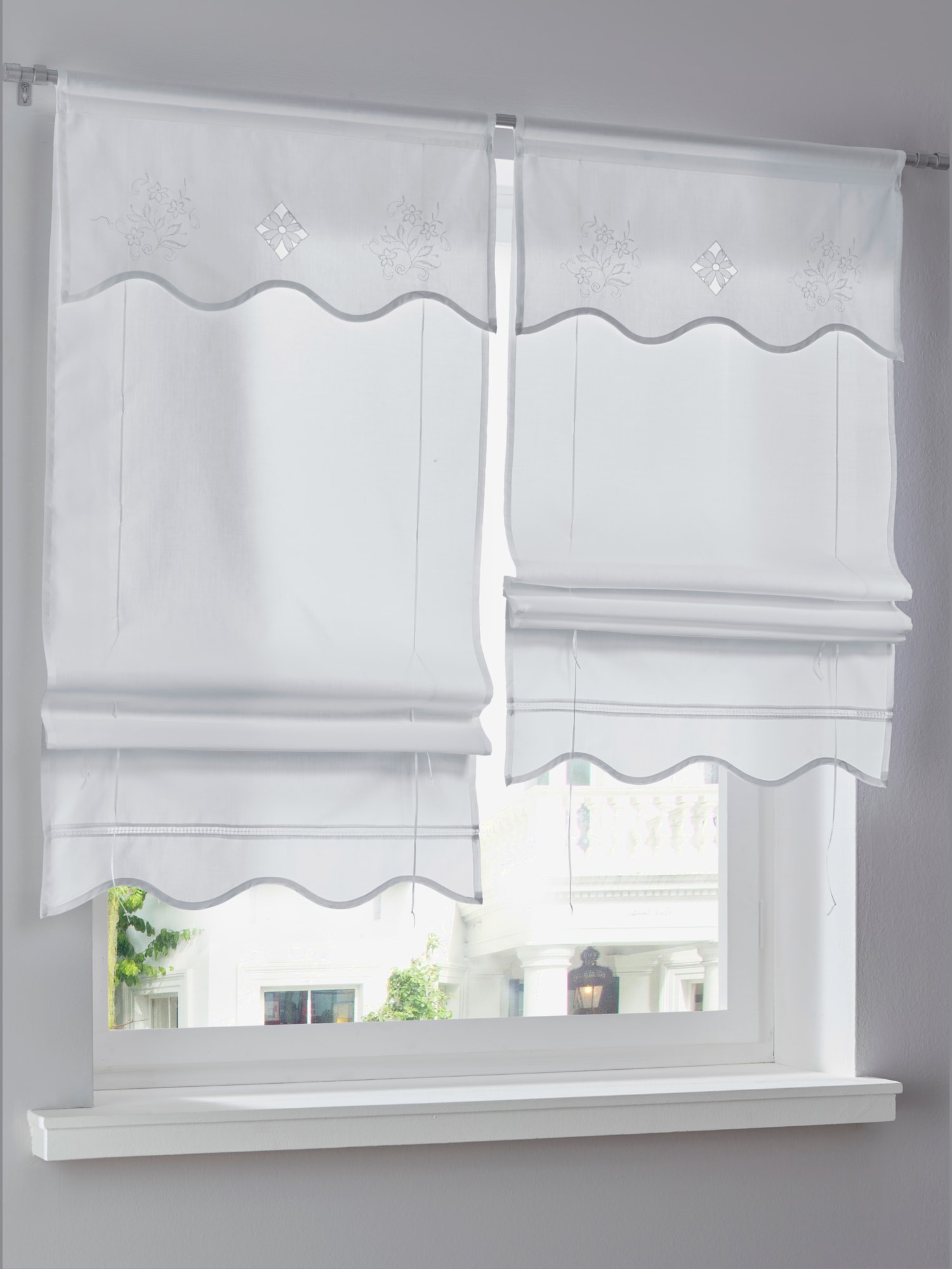 Joli store-bateau, couleur blanc, taille 130x100 cm, marque helline home - helline