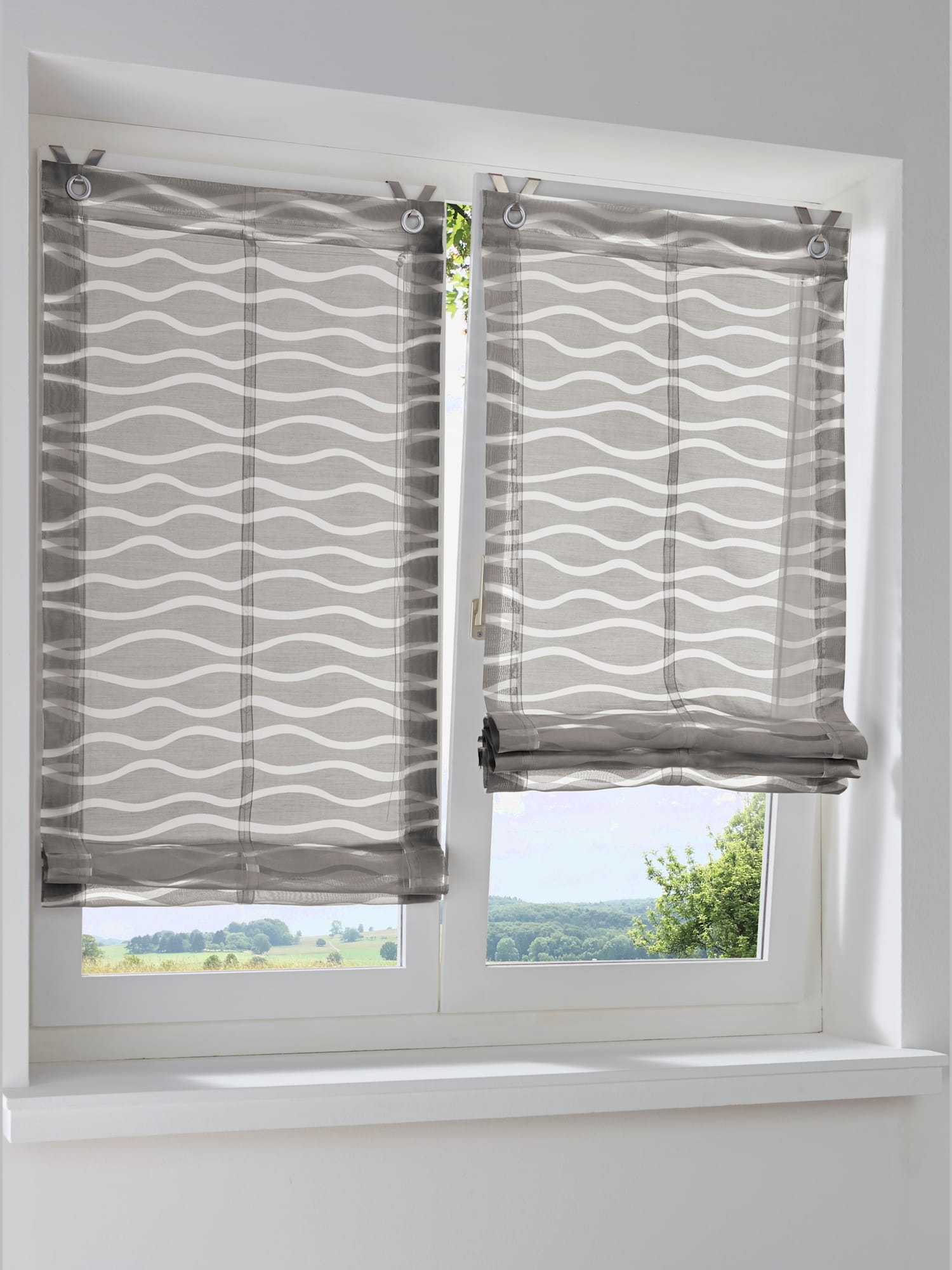 Joli store-bateau, couleur gris, taille 140x60 cm, marque helline home - helline