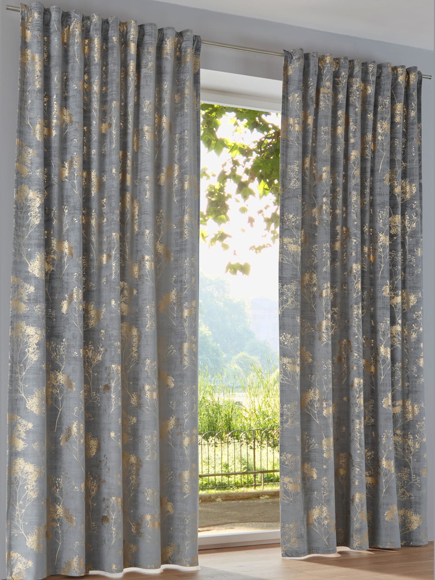 Rideau bavolet opaque, couleur gris, taille 145x140 cm, marque helline home - helline