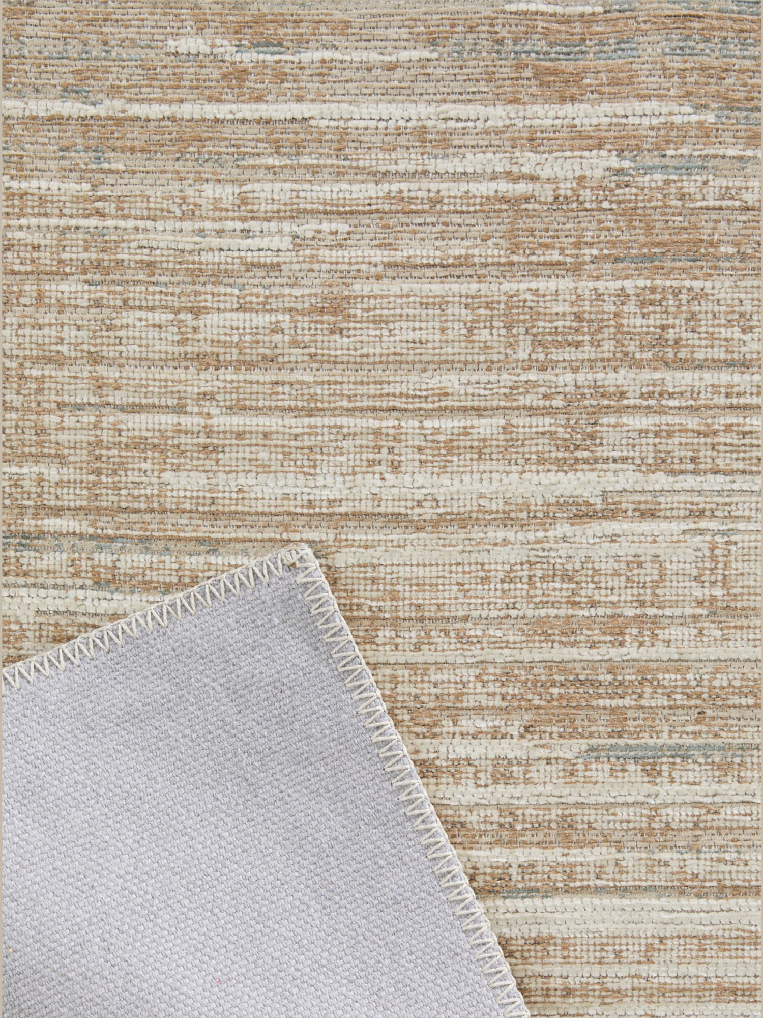 Tapis mélange de matières facile d'entretien, couleur marron, taille 80x150 cm, marque helline home - helline