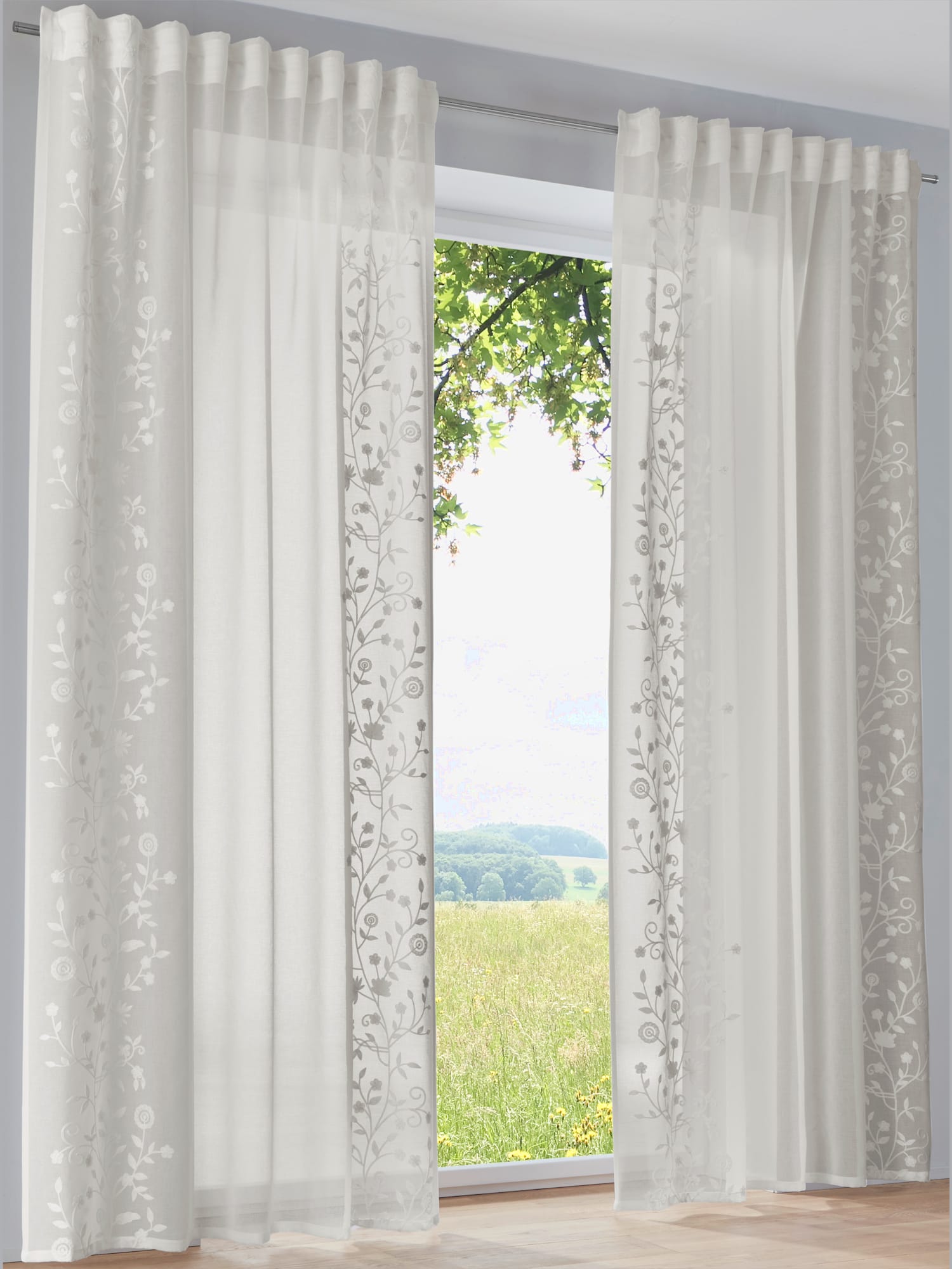 Rideaux, Bande multifonction, couleur : blanc uni, taille 175x140 cm, marque helline home, 100% polyester - helline