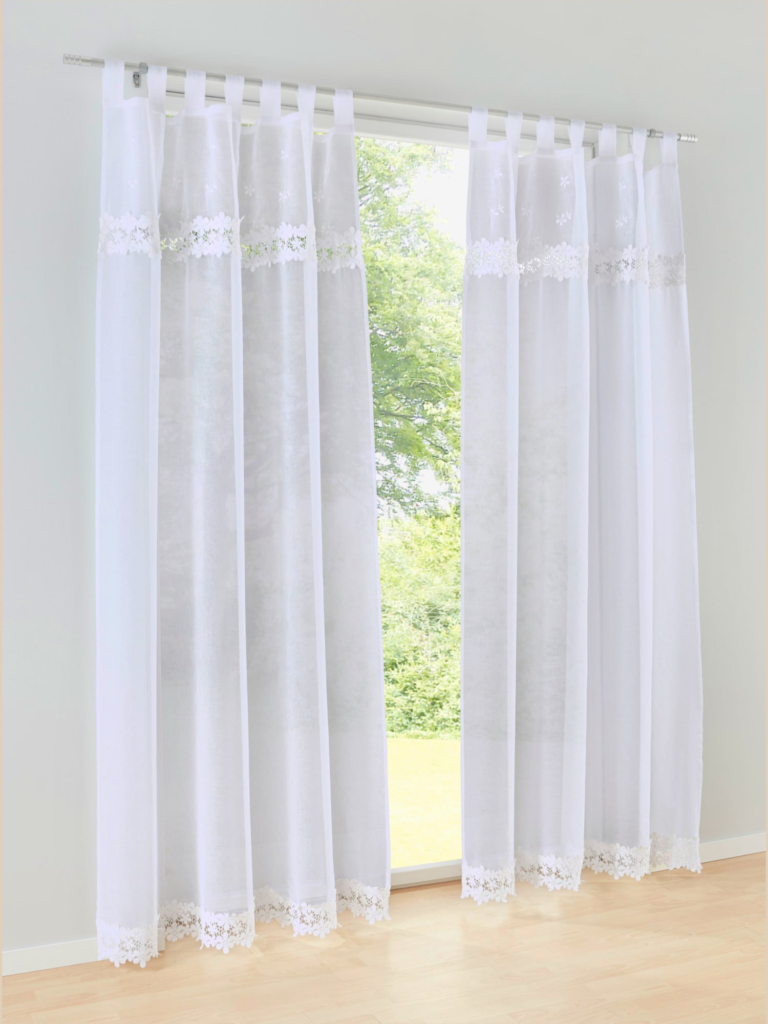 Rideaux, Passants, blanc uni, taille 145x130 cm, helline home - helline