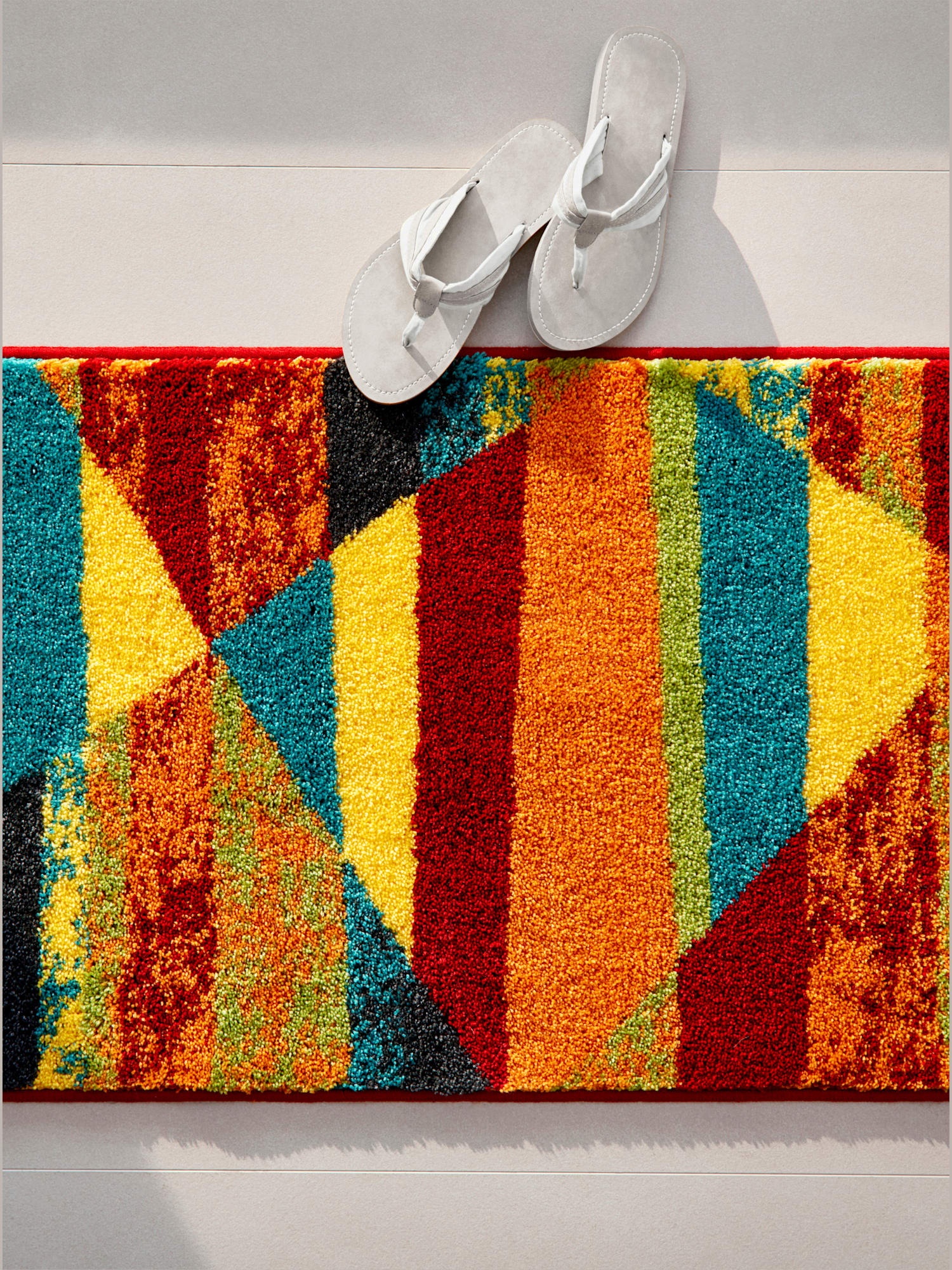Tapis de bain acrylique facile d'entretien, couleur orange, taille 50x80 cm, marque helline home - helline