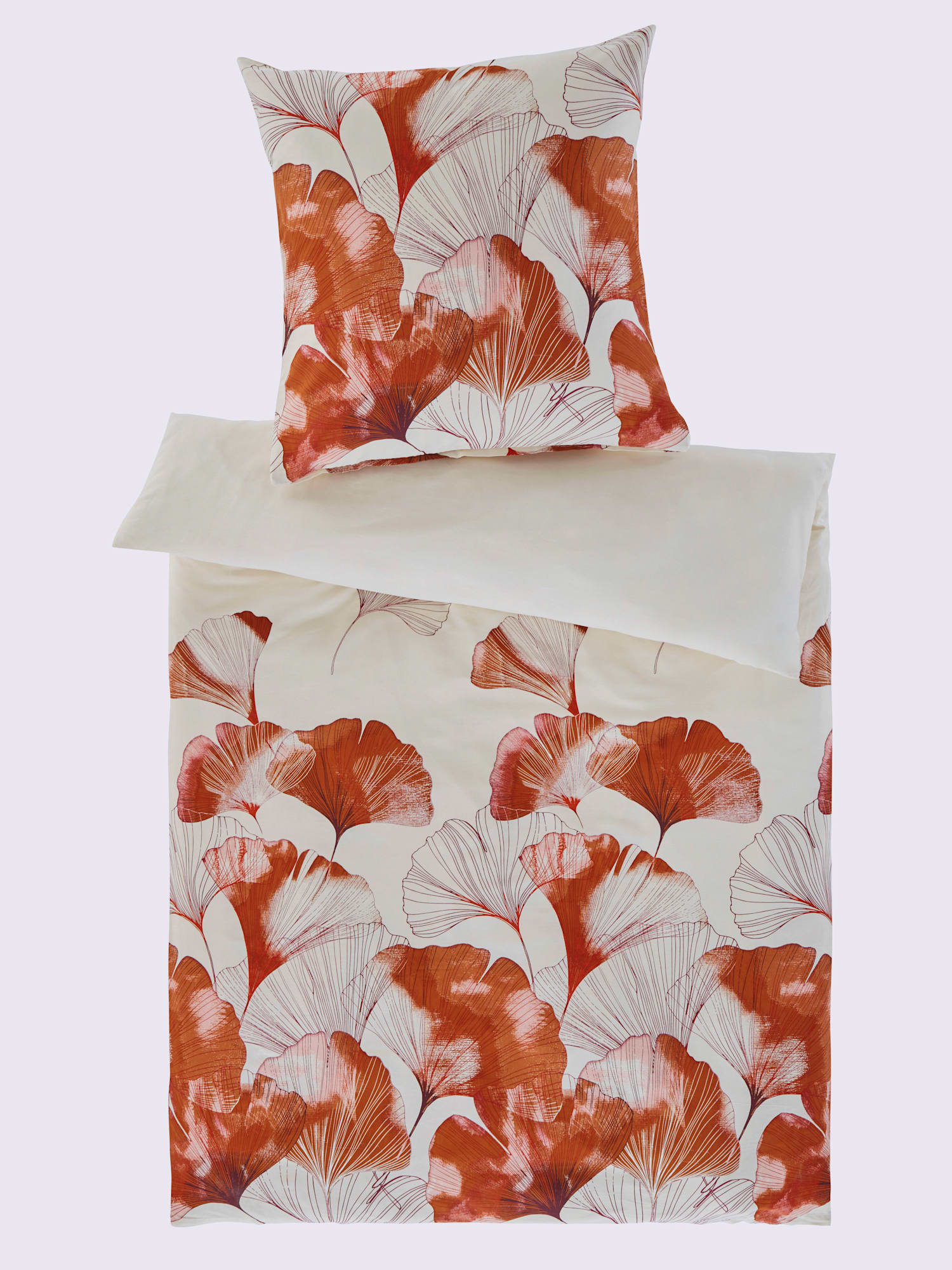 Linge de lit pur coton, Satin maco, marron clair à motifs, taille 135x200 cm - 80x80 cm, helline home - helline