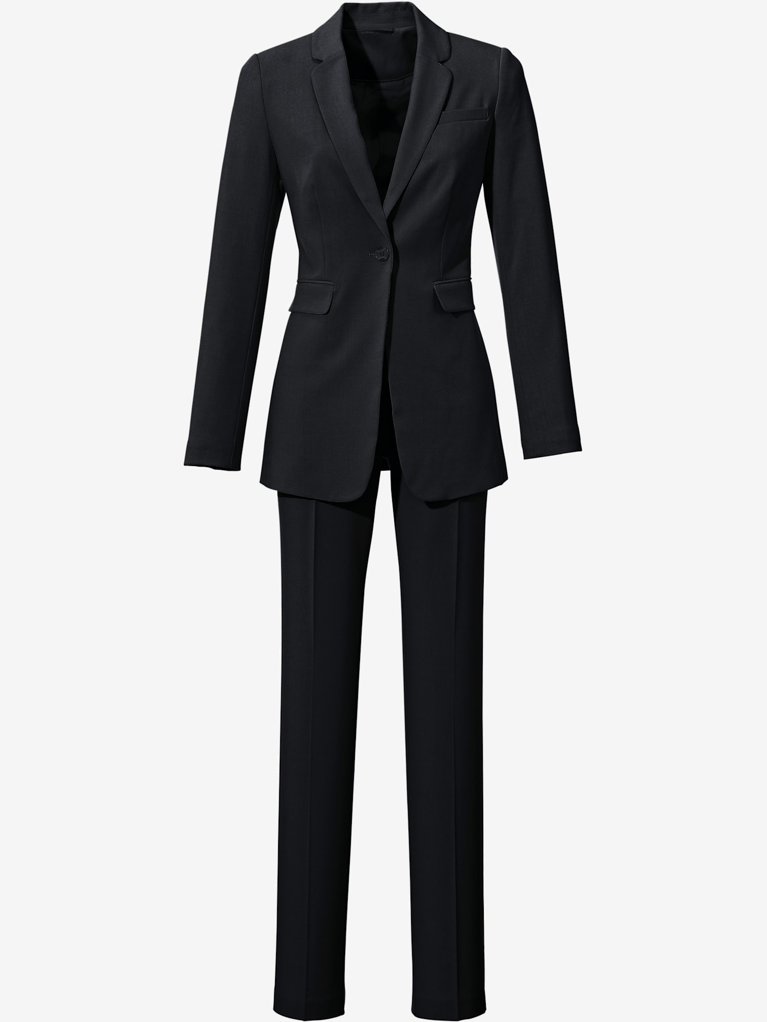 Tailleur pantalon coupe droite, couleur noir, taille 38, marque Ashley Brooke - helline