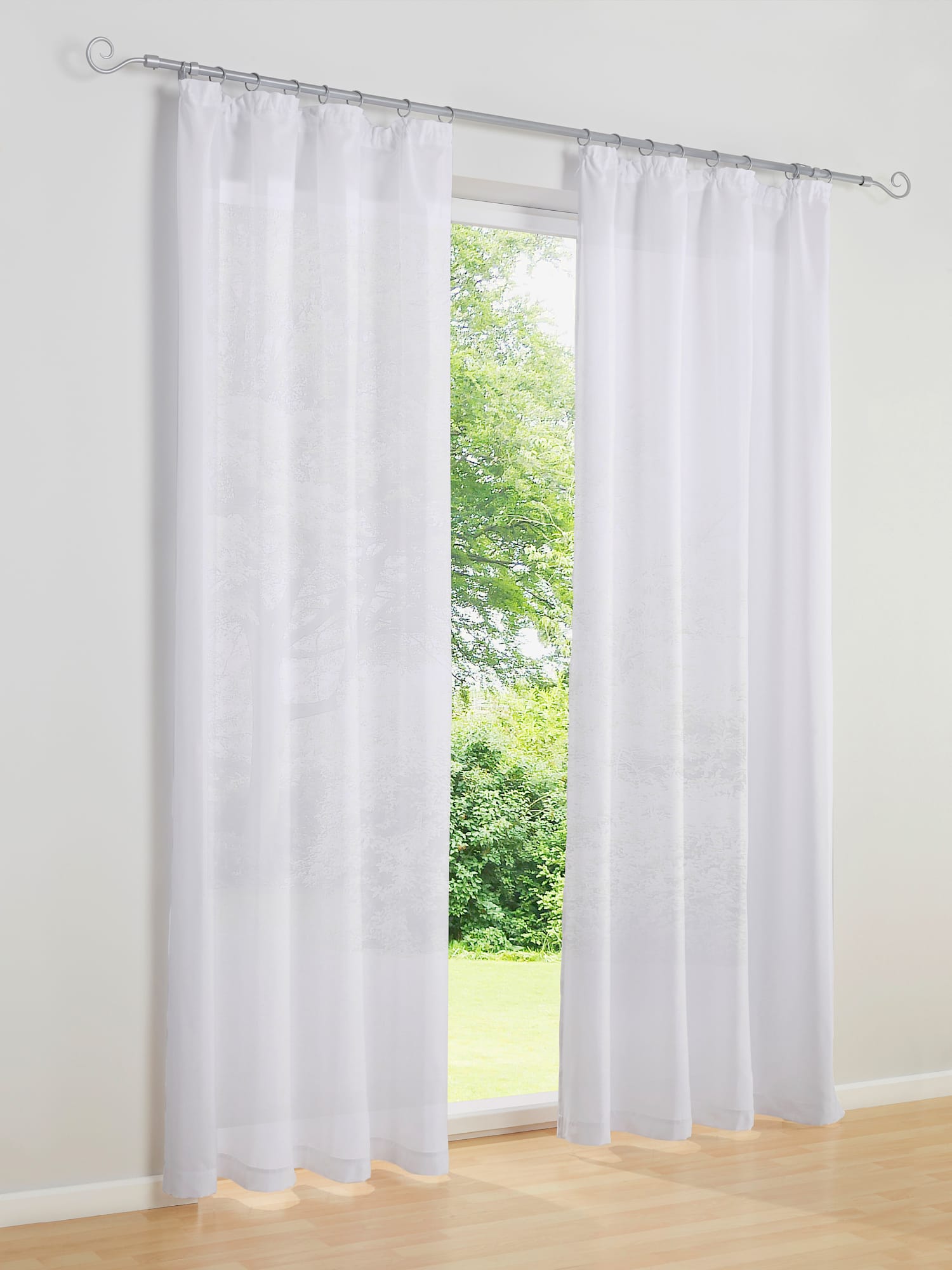 Rideau, Œillets, couleur : blanc uni, taille 295x140 cm, marque helline home, 100% polyester - helline