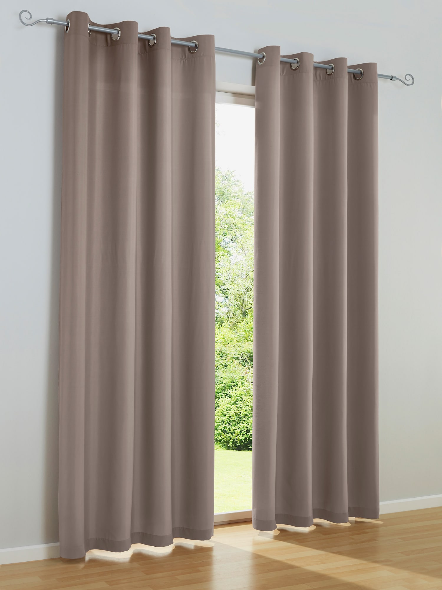 Rideau matière opaque, couleur marron, taille 245x140 cm, marque helline home - helline