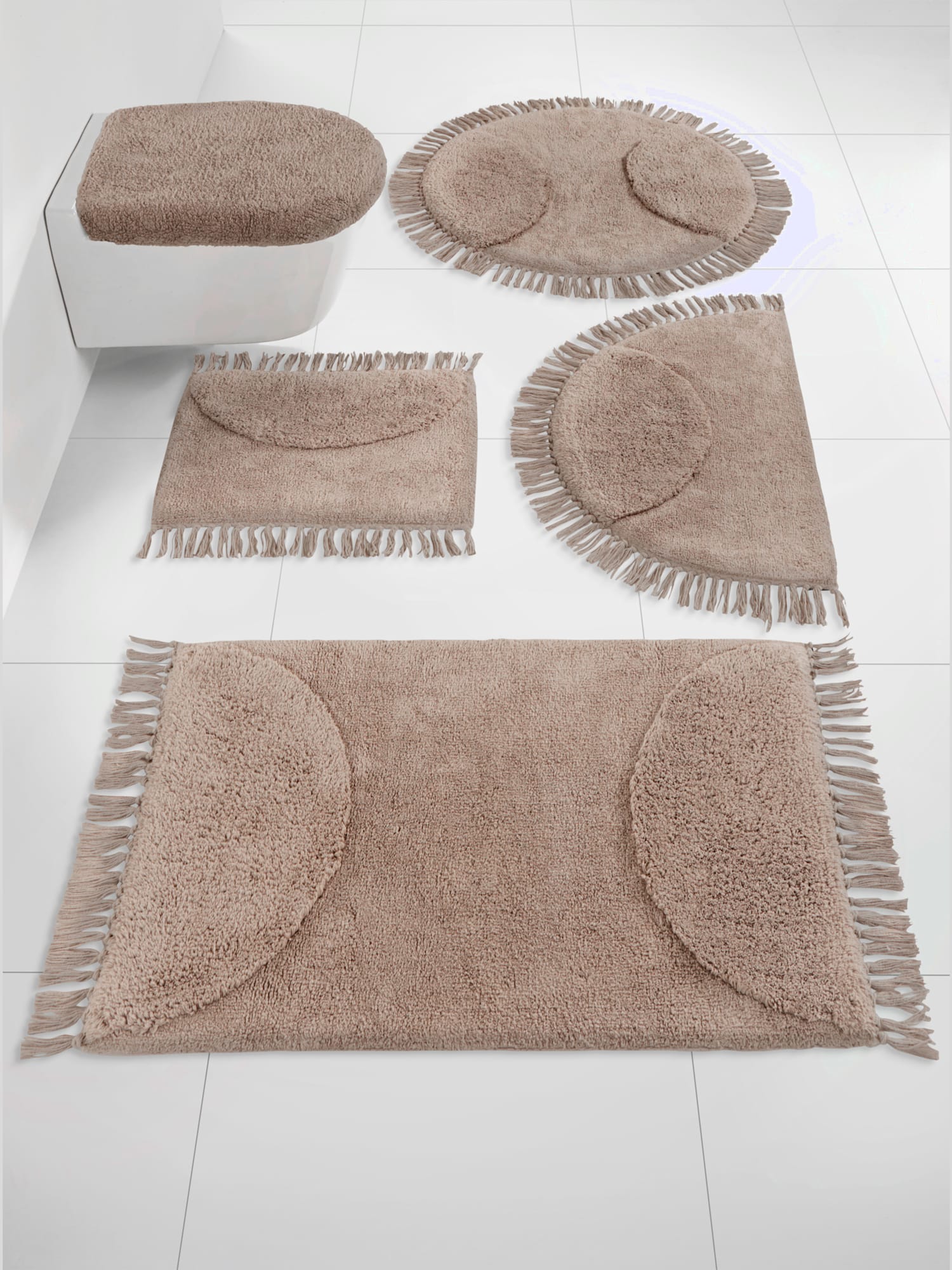 Tapis de bain en coton recyclé, couleur marron, taille 70x120 cm, marque helline home - helline