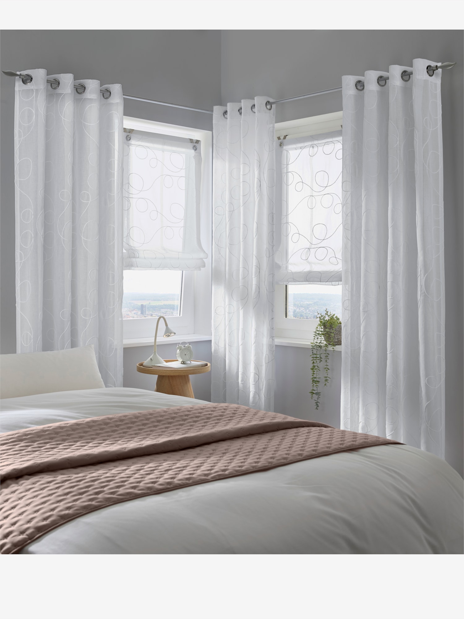 Superbe rideaux, Œillets, couleur : blanc uni, taille 245x135 cm, marque helline home, 100% polyester - helline