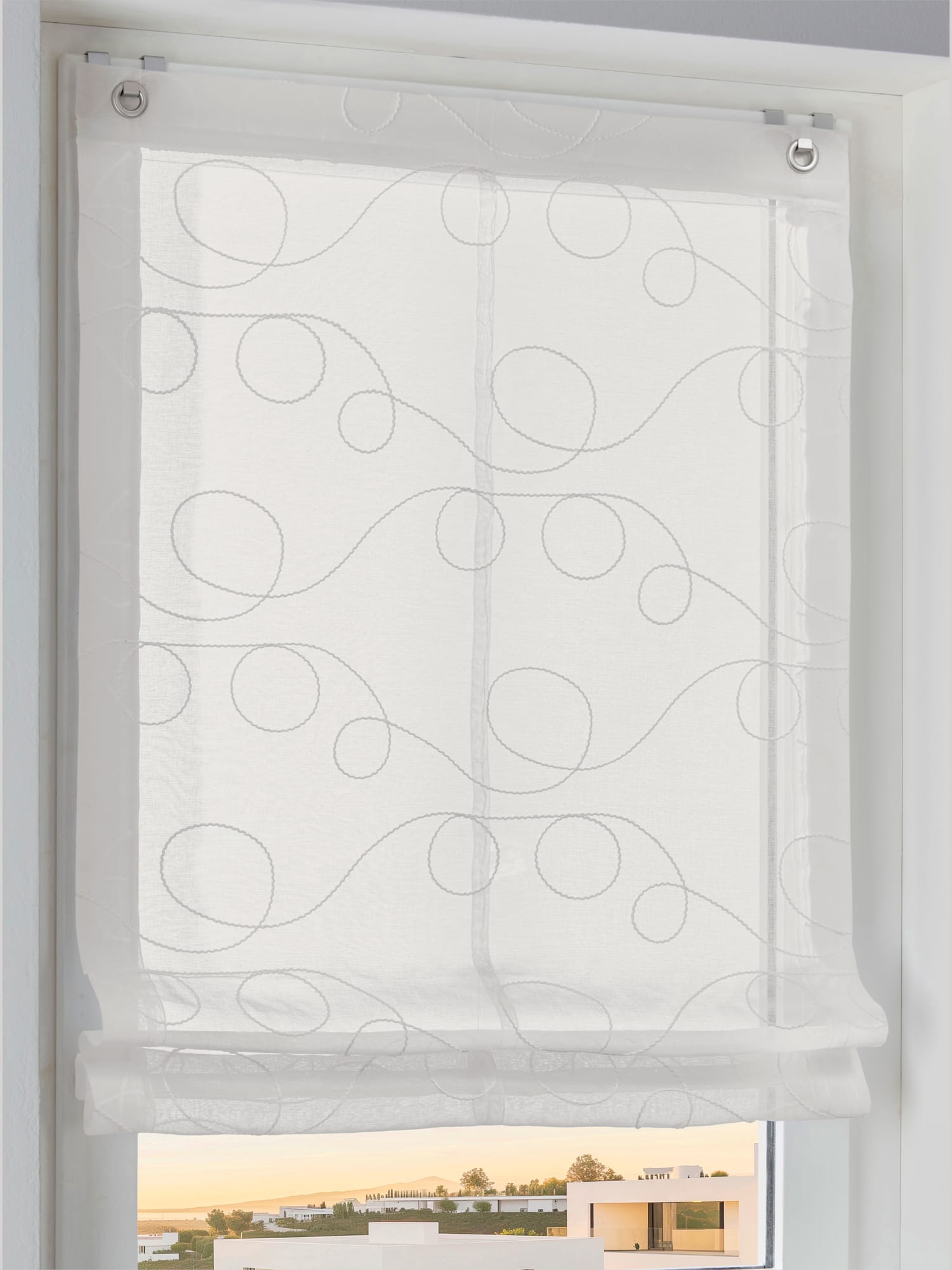 Store-bateau avec broderie, couleur blanc, taille 130x100 cm, marque helline home - helline