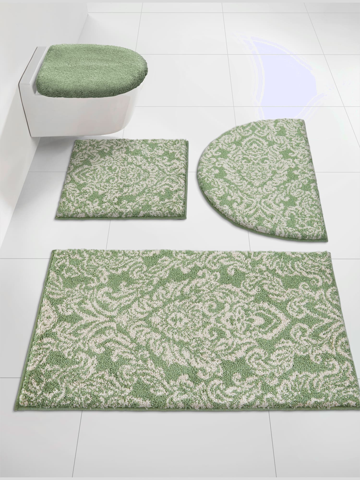 Tapis de bain, couleur : vert moyen uni, taille 60x100 cm, marque helline home, 100% acrylique - helline