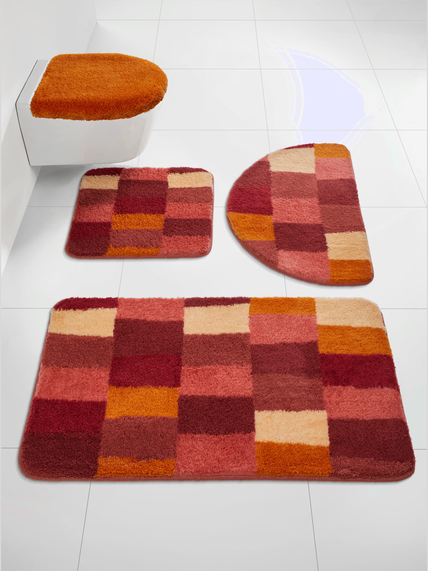 Tapis de bain acrylique facile d'entretien, couleur rouge, taille 50x50 cm, marque helline home - helline