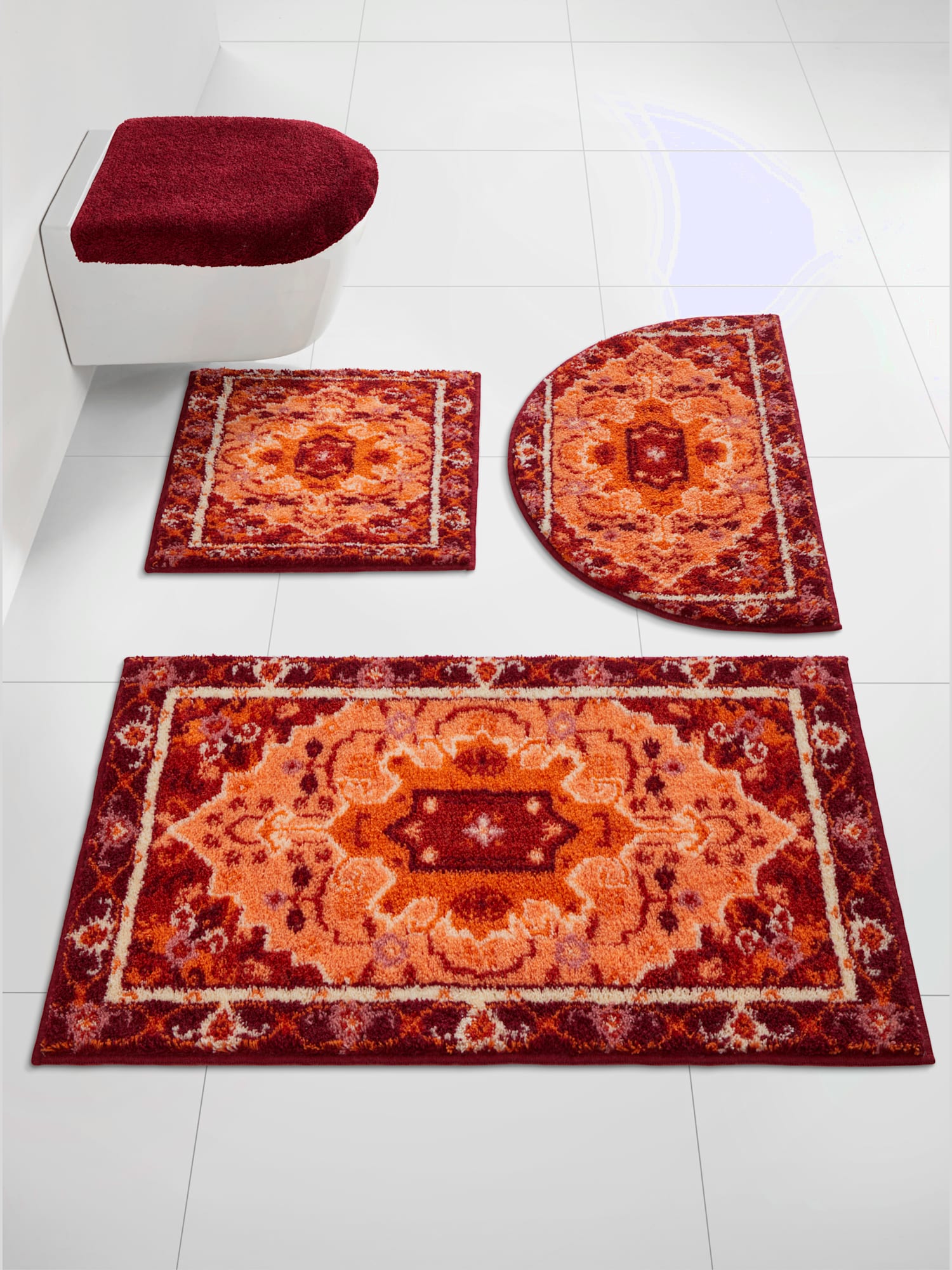 Tapis de bain acrylique facile d'entretien, couleur rouge, taille 47x50 cm - 45x50 cm, marque helline home - helline