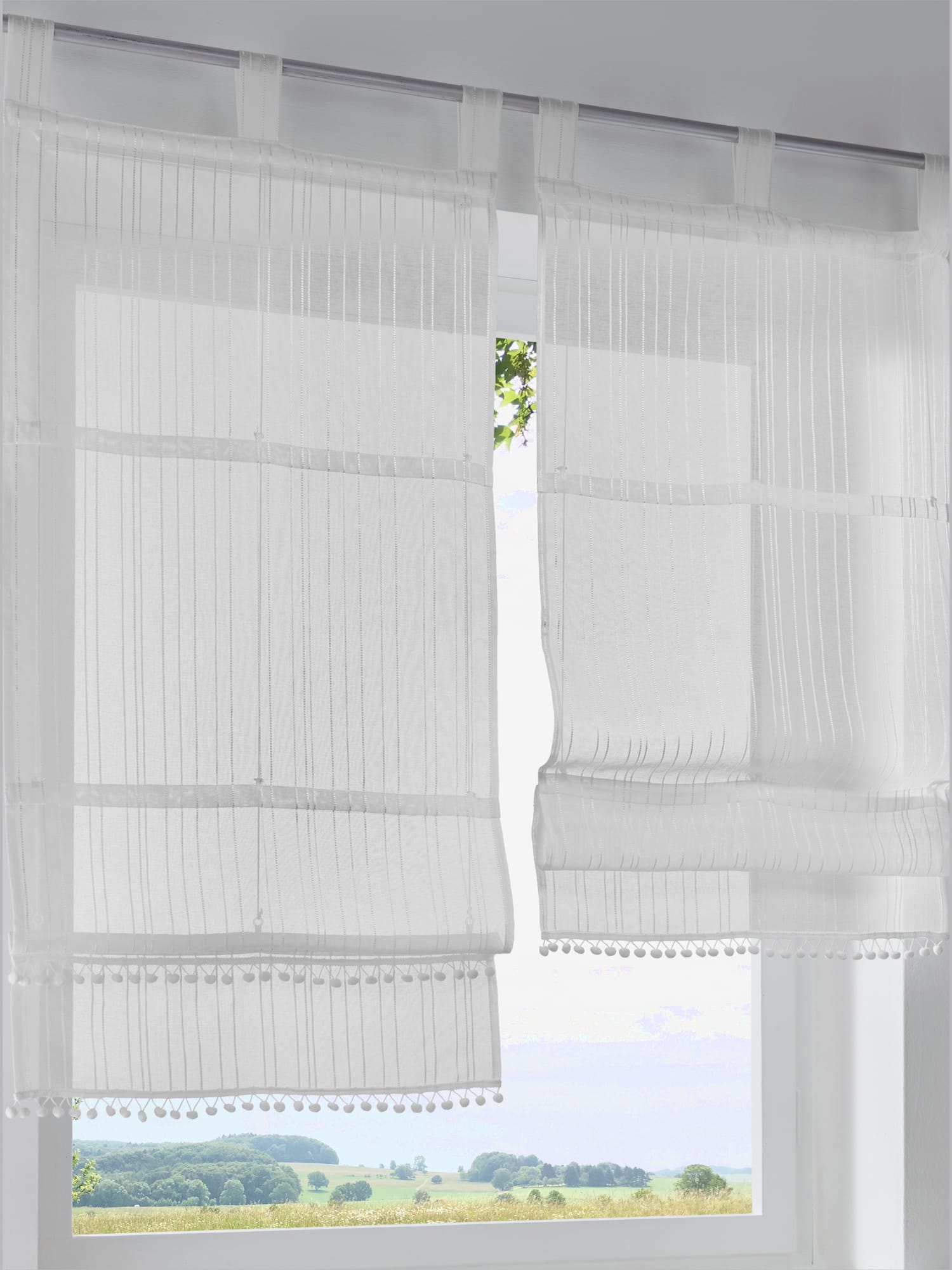 Store-bateau, couleur : couleur ivoire clair à motifs, taille 130x60 cm, marque helline home, 100% polyester - helline
