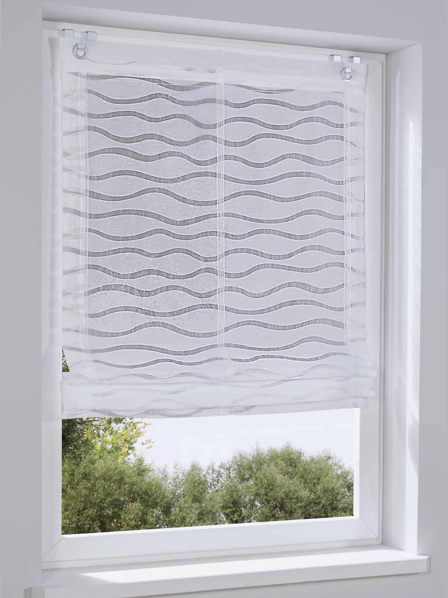 Joli store-bateau, couleur blanc, taille 140x120 cm, marque helline home - helline