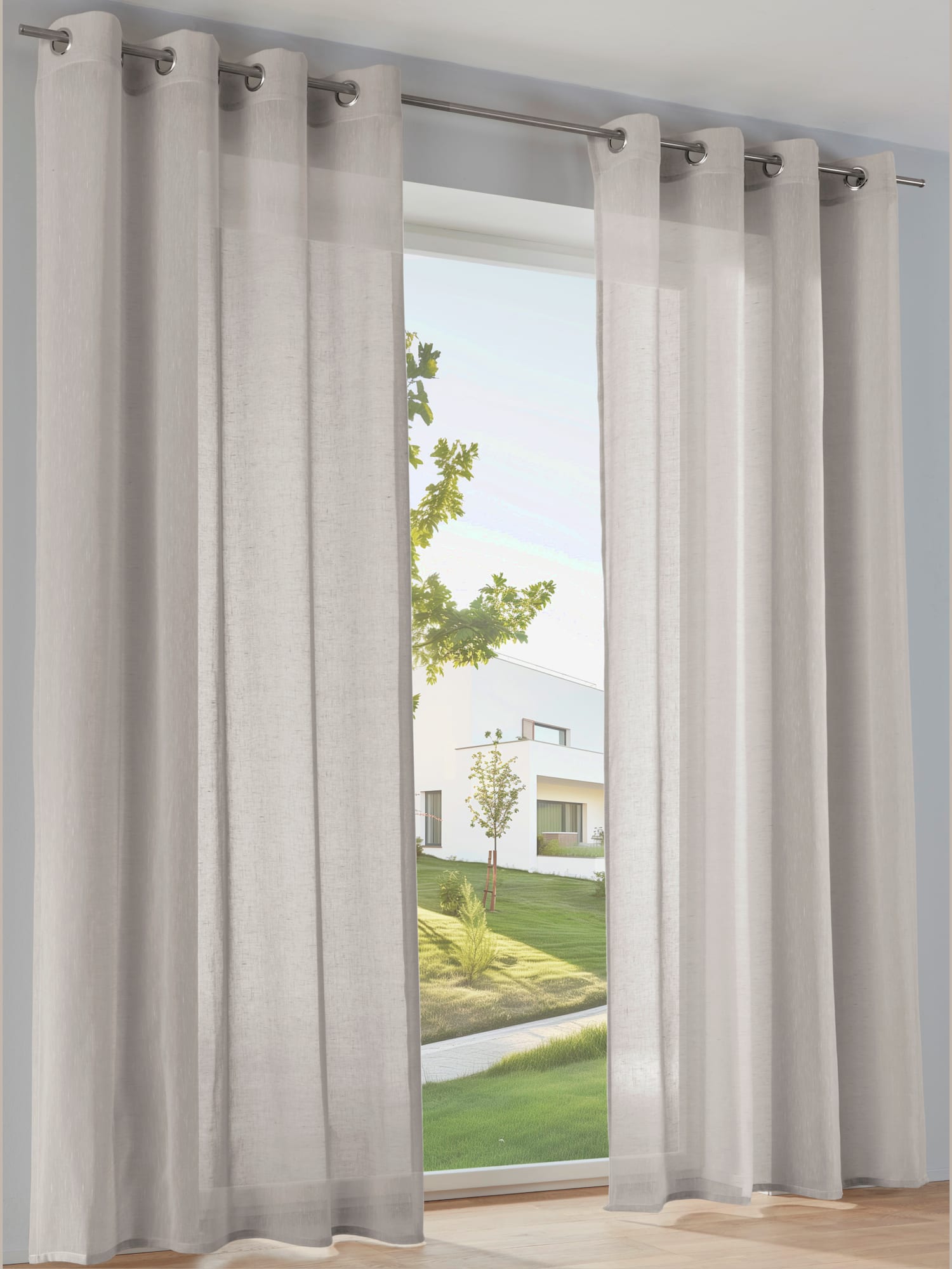 Rideaux, Œillets, couleur : marron clair uni, taille 175x135 cm, marque helline home, 100% polyester - helline