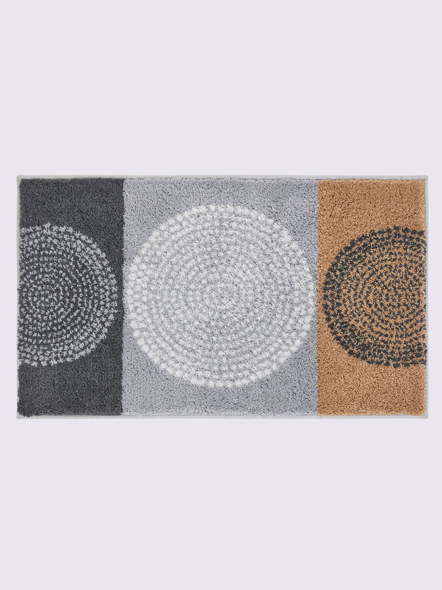 Tapis de bain acrylique facile d'entretien, gris moyen à motifs, taille 60x100 cm, helline home - helline