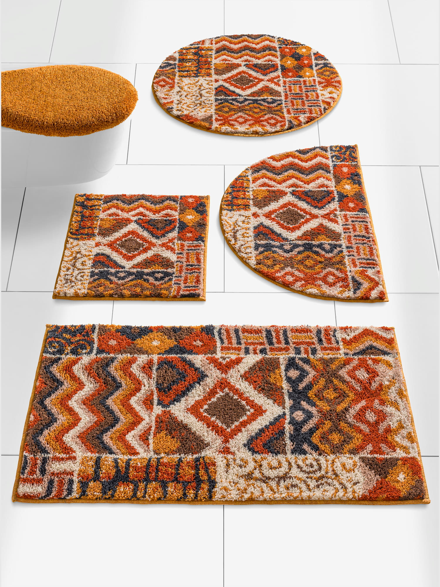 Tapis de bain acrylique facile d'entretien, couleur orange, taille 50x80 cm, marque helline home - helline