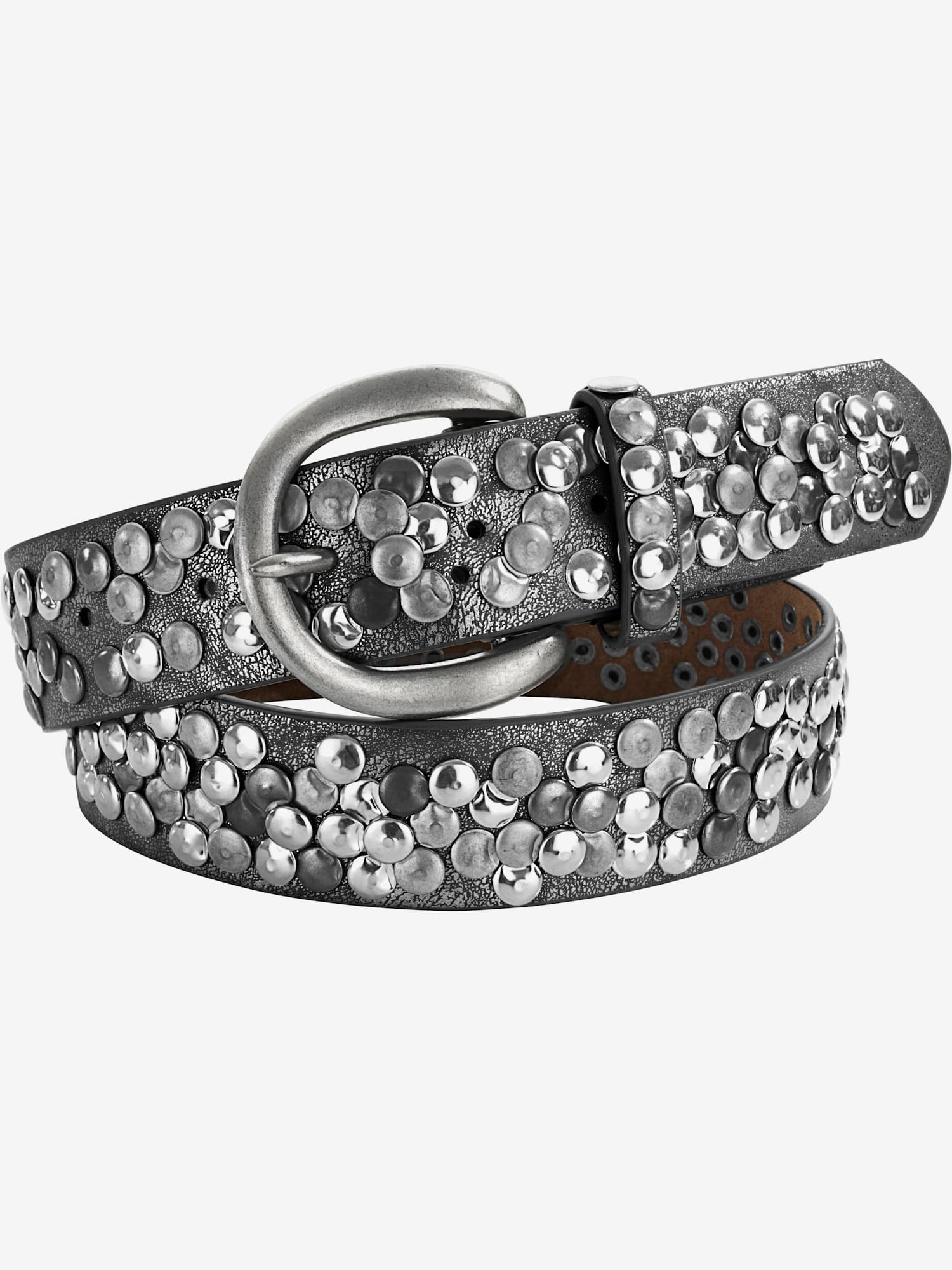 Ceinture cloutée tendance, couleur gris, taille 105 - helline