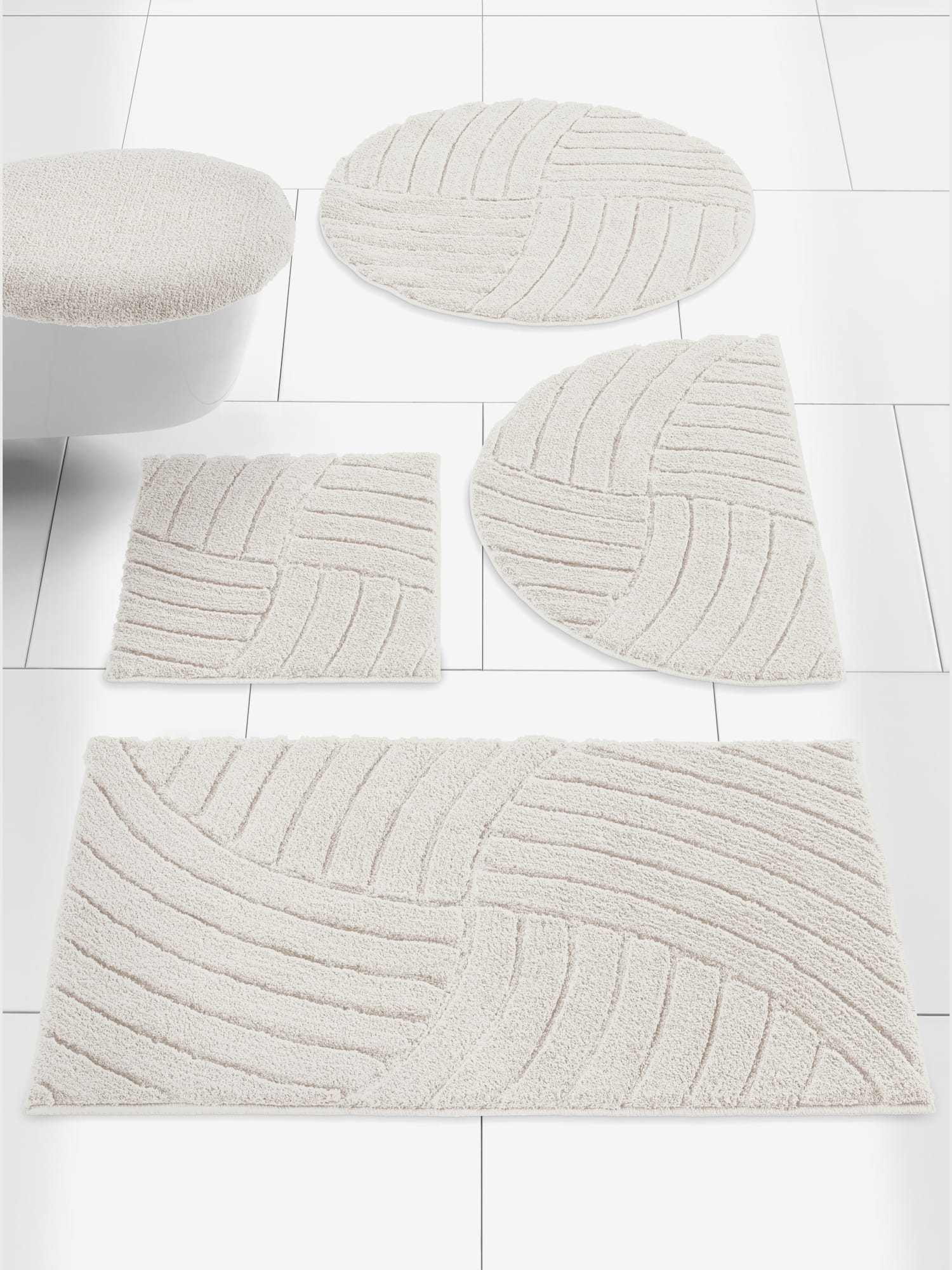 Tapis de bain polyester facile à entretenir, couleur blanc, taille 50x80 cm, marque helline home - helline