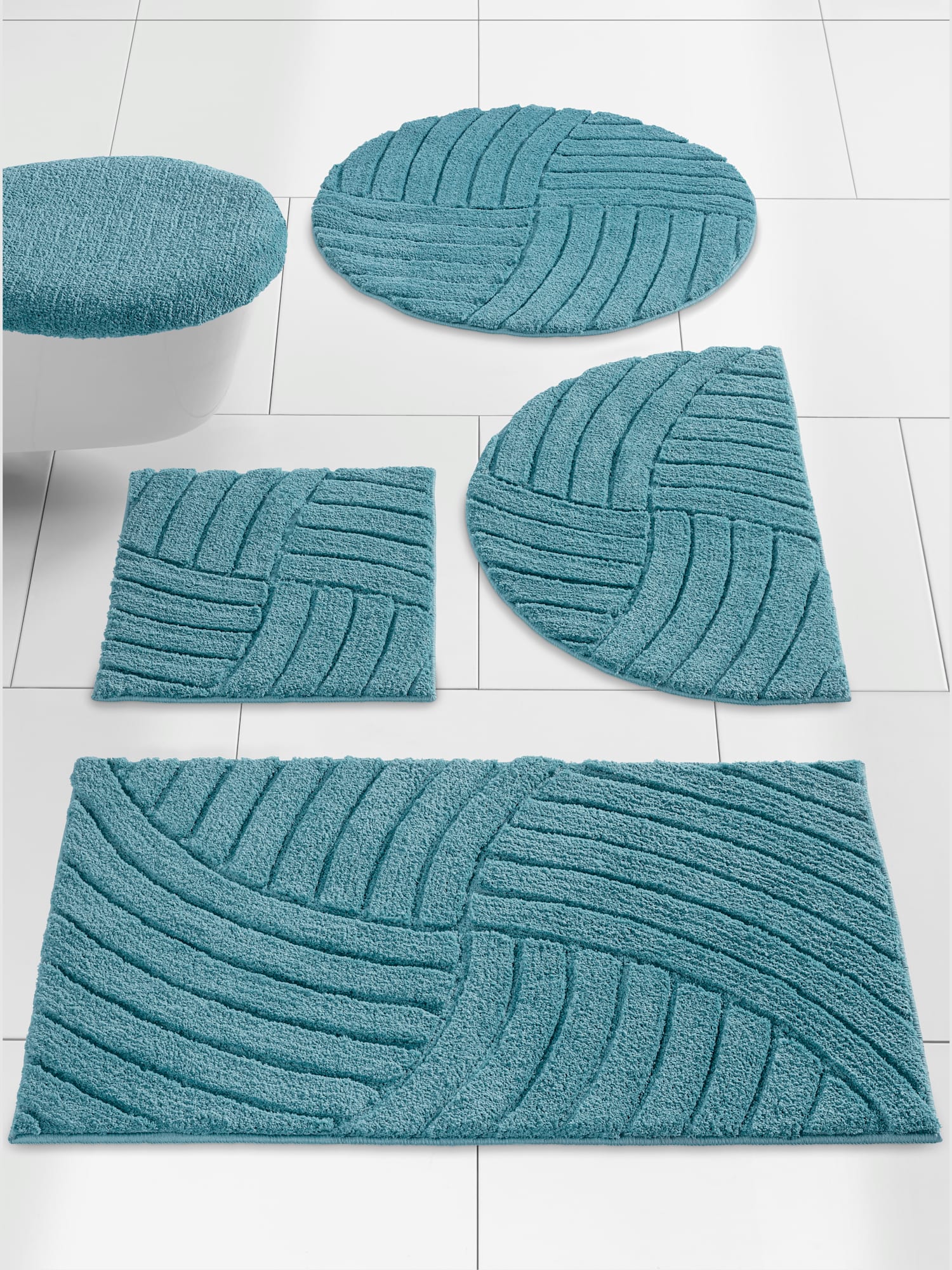 Tapis de bain polyester facile à entretenir, couleur bleu, taille 47x50 cm - 45x50 cm, marque helline home - helline