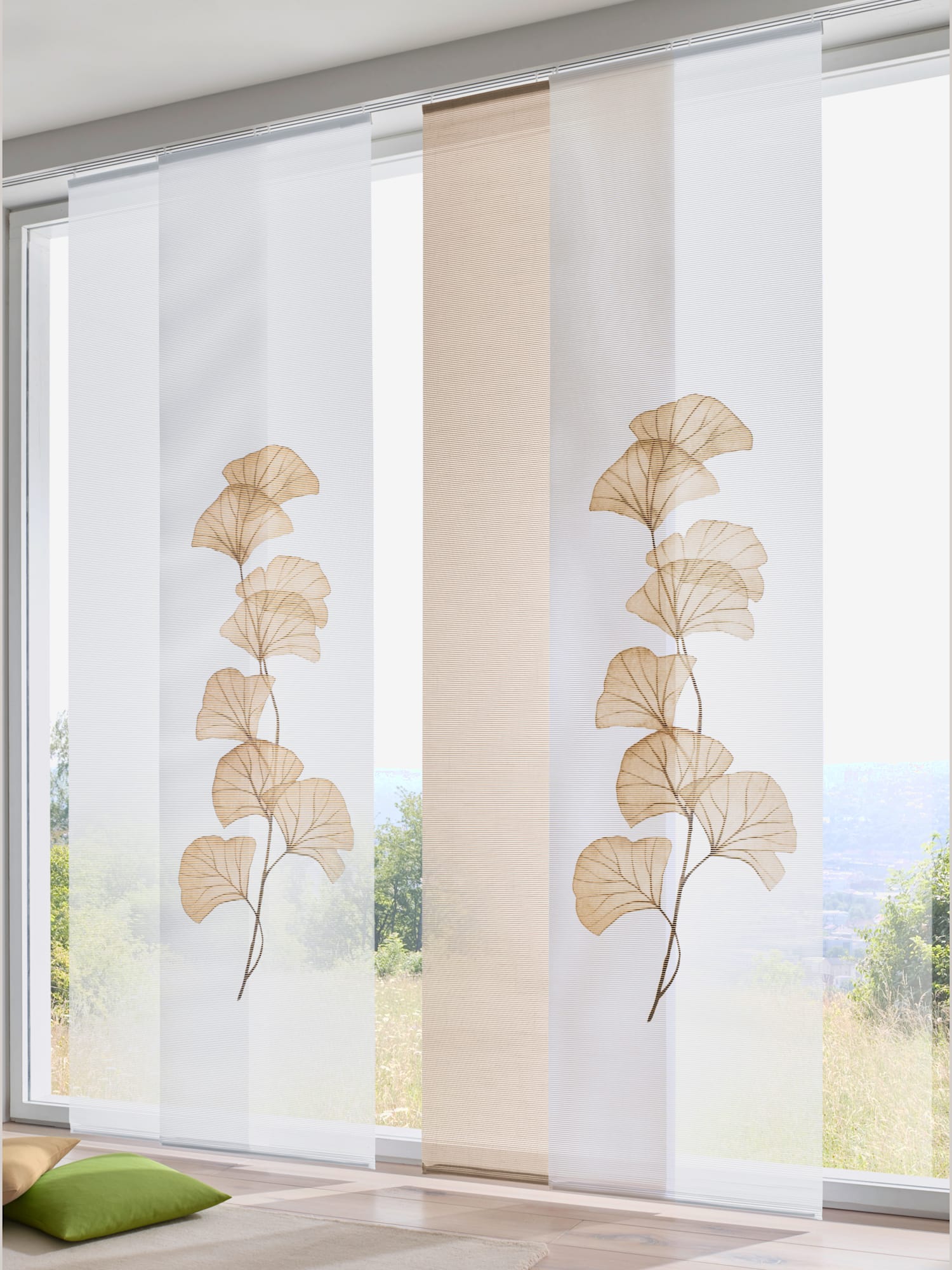 Panneau-rideaux rideaux coulissants unis, couleur : marron clair uni, taille 225x57 cm, marque helline home, 100% polyester - helline