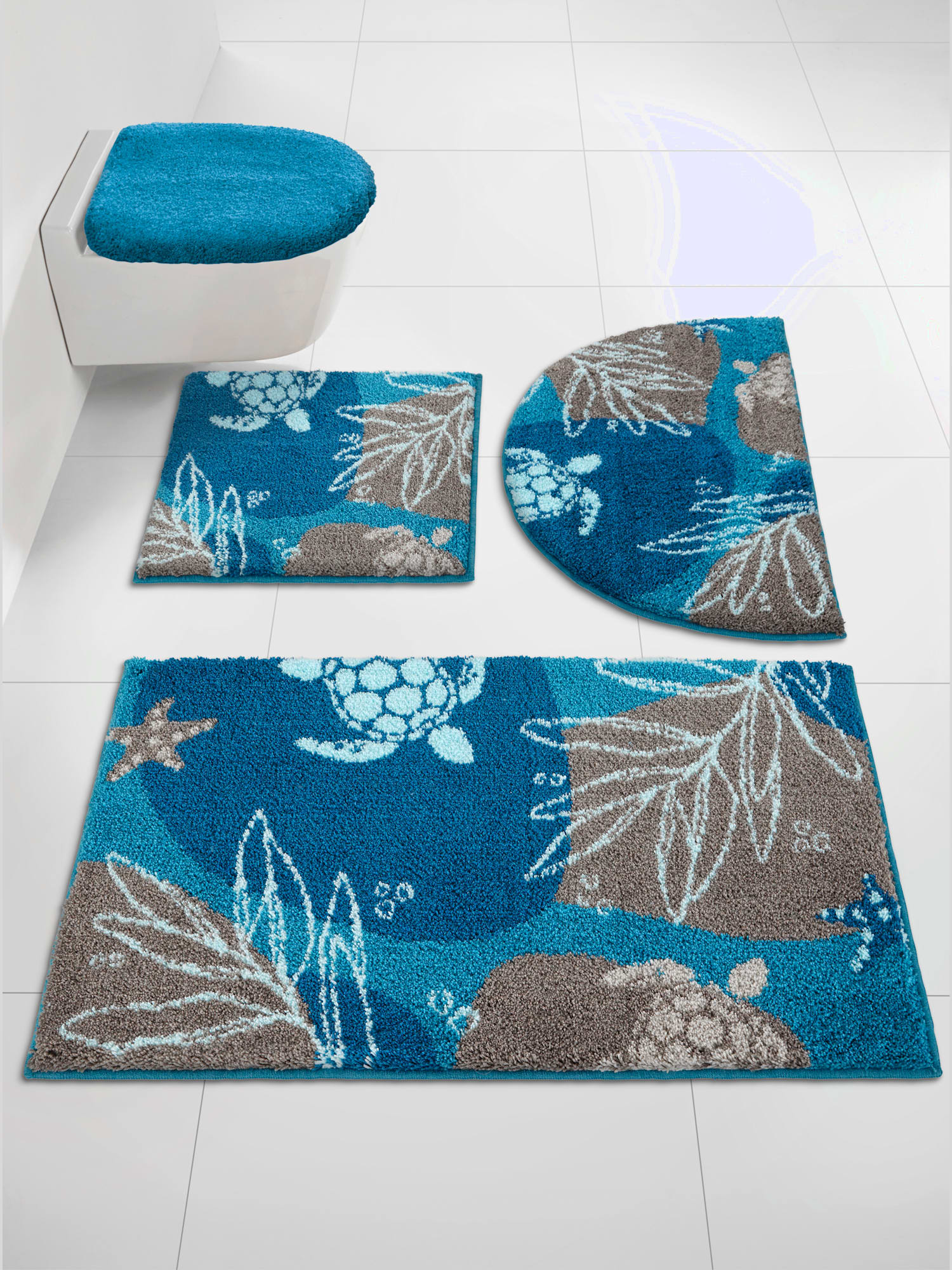 Tapis de bain, couleur : bleu turquoise foncé uni, taille 50x80 cm, marque helline home, 100% acrylique - helline