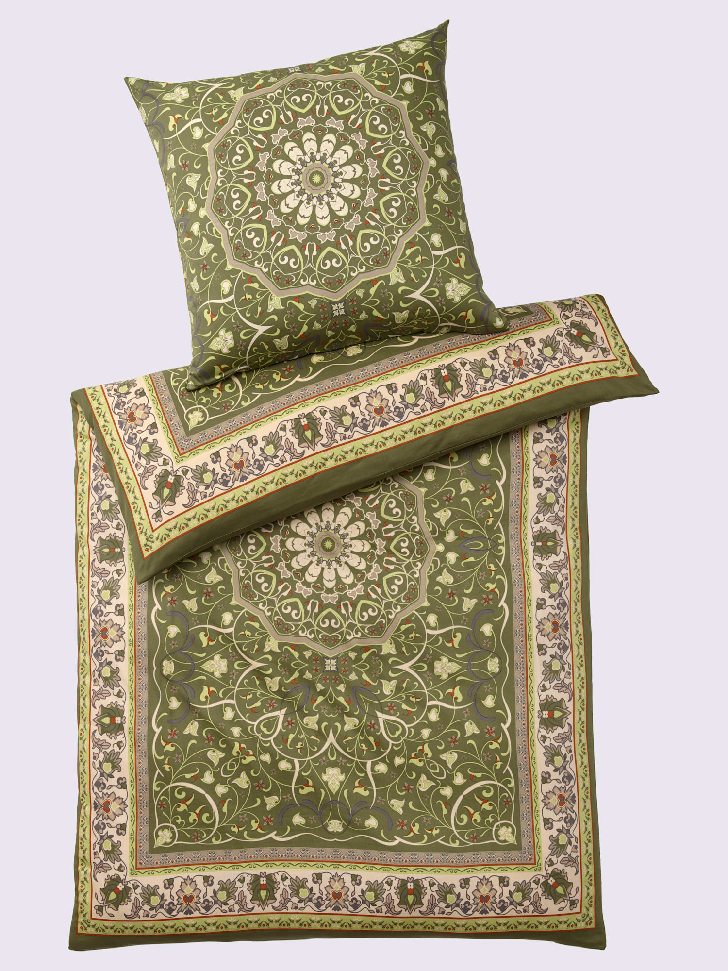 Linge de lit pur coton, couleur vert, taille 135x200 cm - 40x80 cm, marque helline home - helline