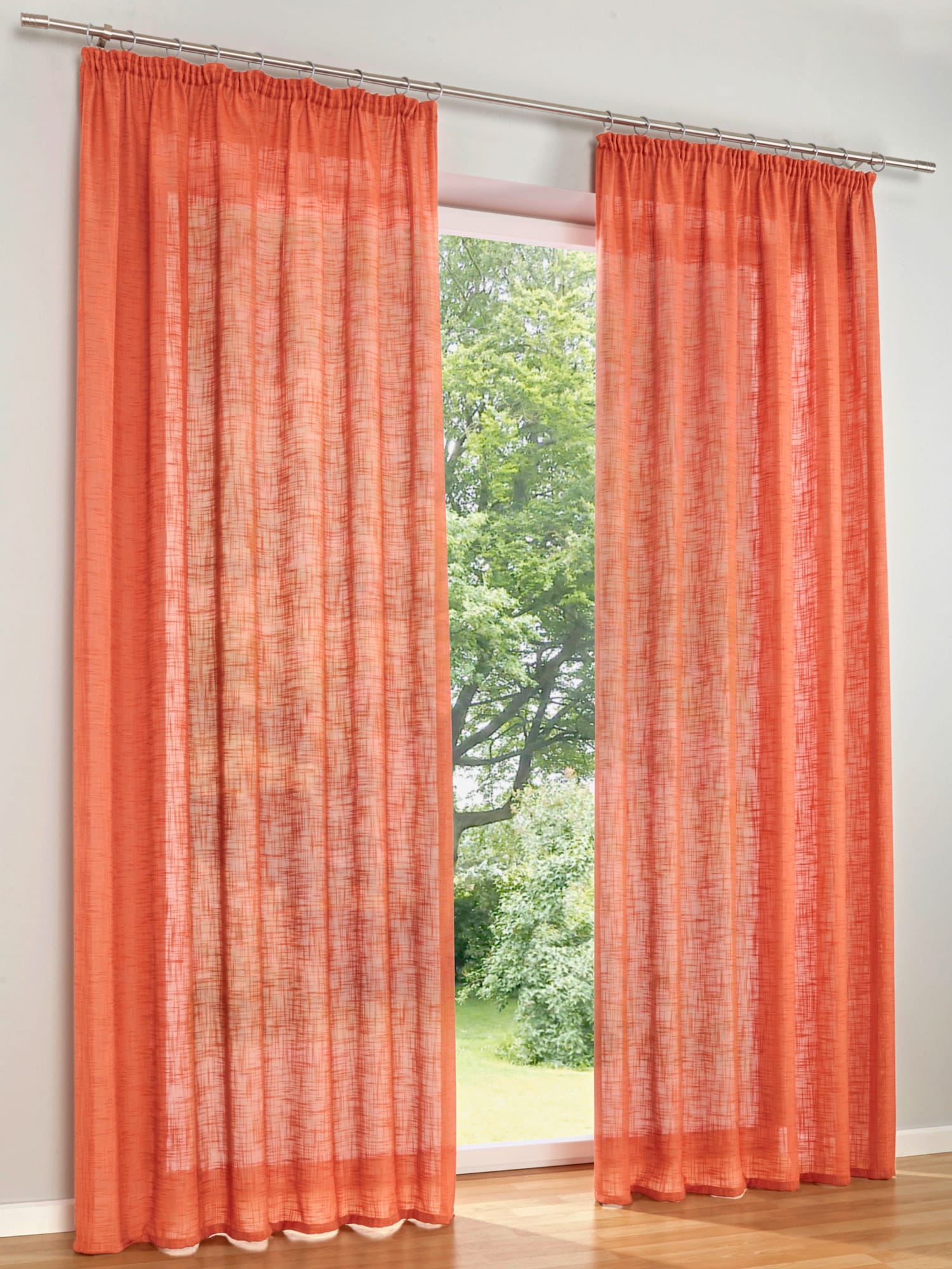 Rideaux, Cordon universel, orange foncé uni, taille 225x140 cm, helline home - helline