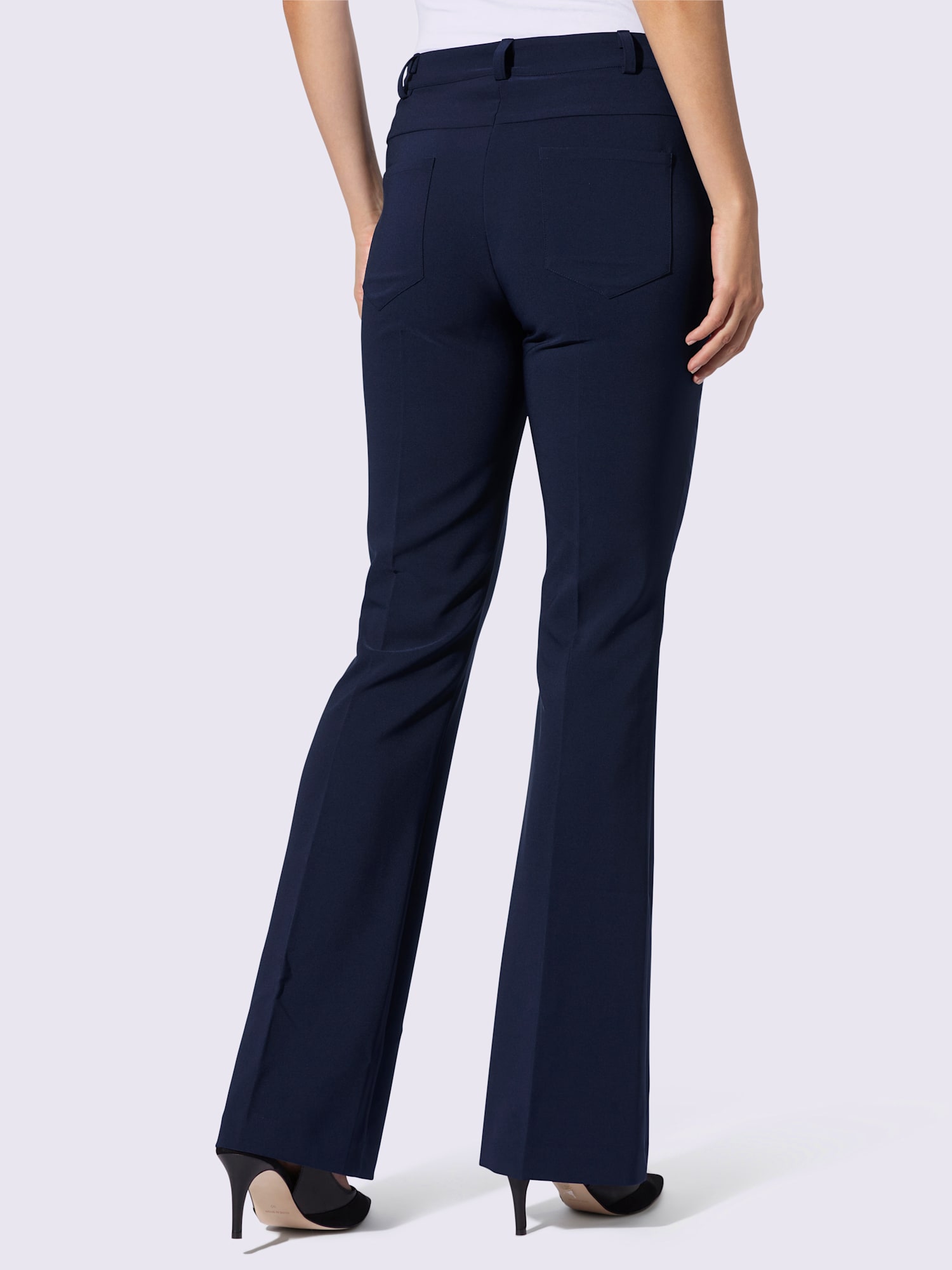 Pantalon extensible coupe bootcut tendance, couleur bleu, taille 44, marque Ashley Brooke - helline
