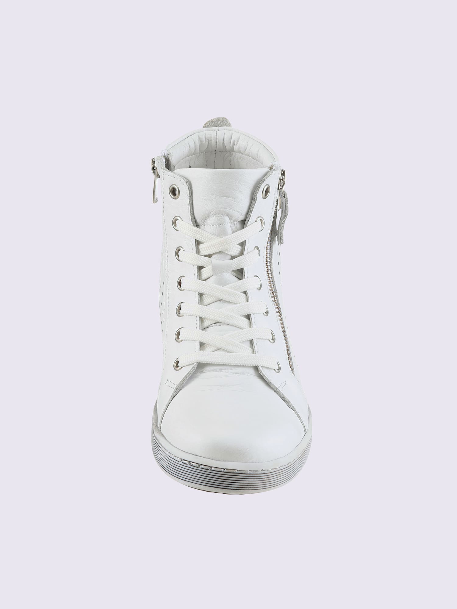 Bottine courte cuir nappa de vache, blanc uni, taille 41 - helline