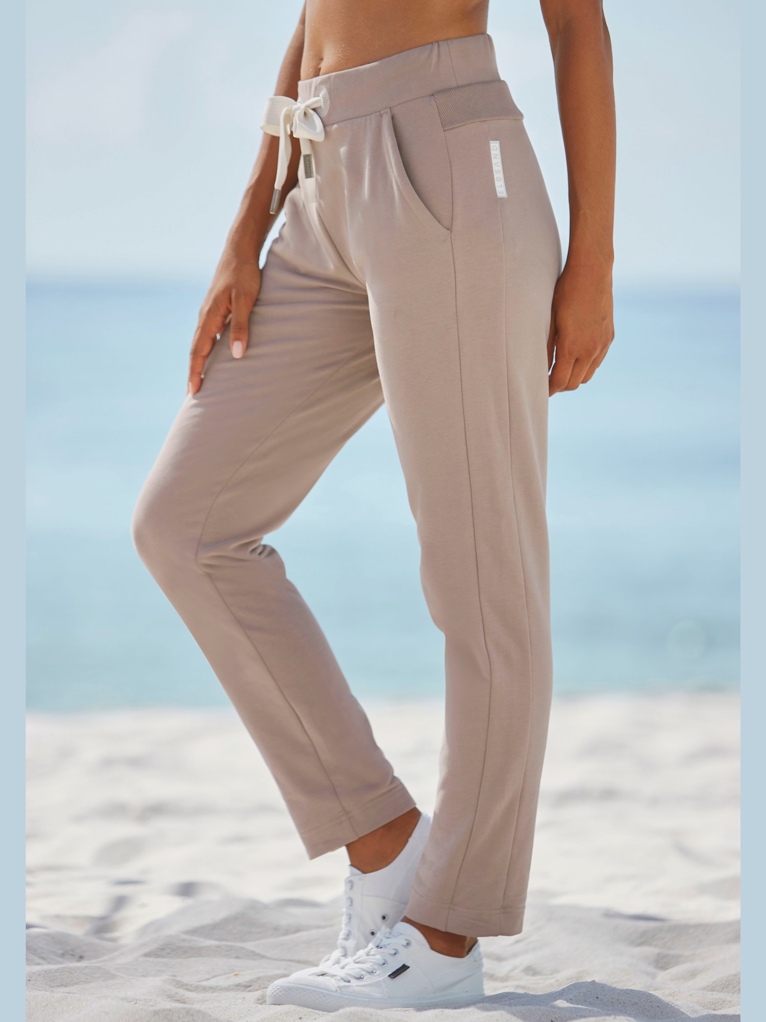 Pantalon molletonné, couleur marron, taille XL (44), marque Elbsand - helline