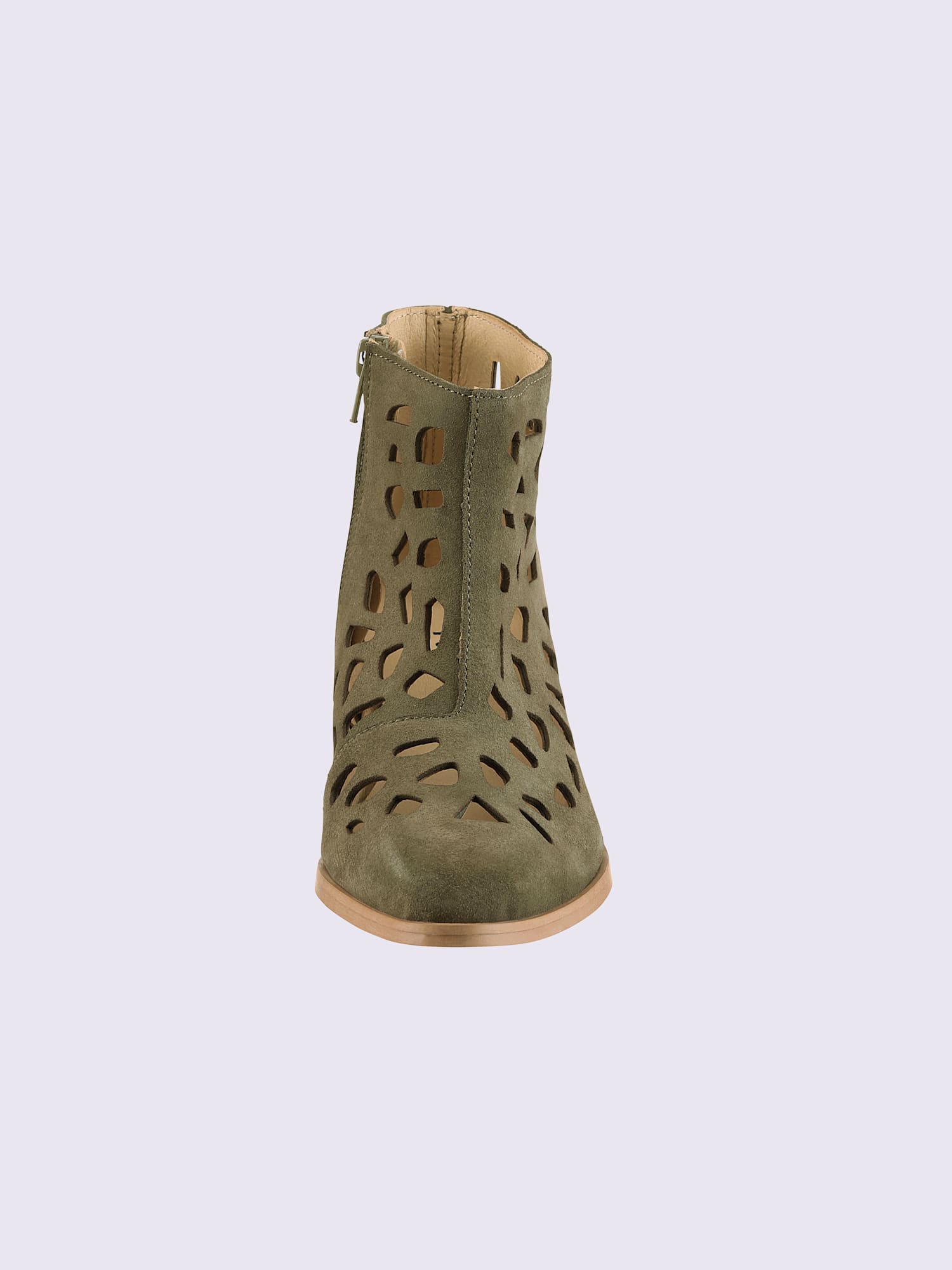 Bottine courte cuir vachette, vert olive foncé uni, taille 40 - helline