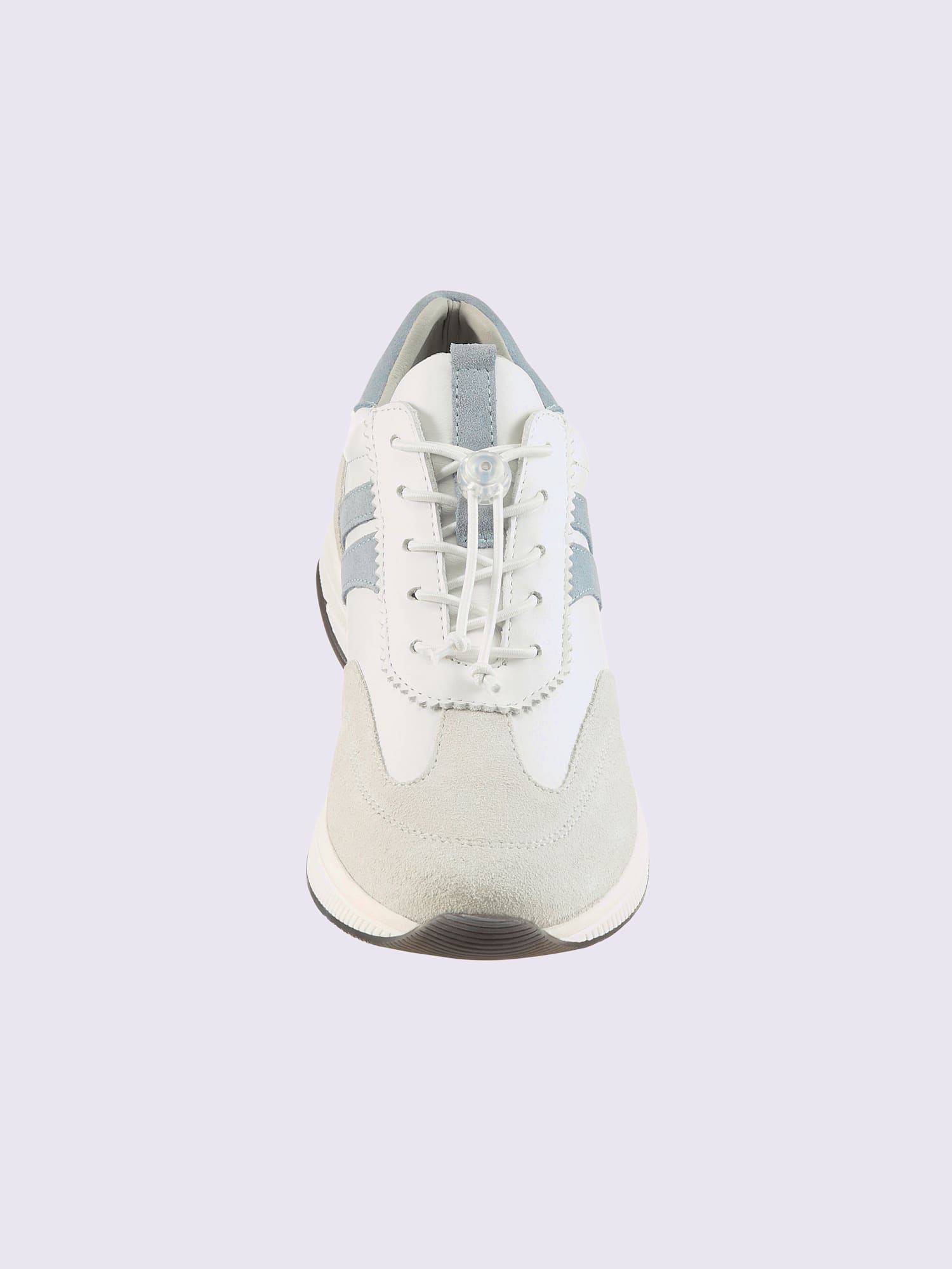 Baskets cuir de bœuf nappa et velours, blanc à motifs, taille 40 - helline