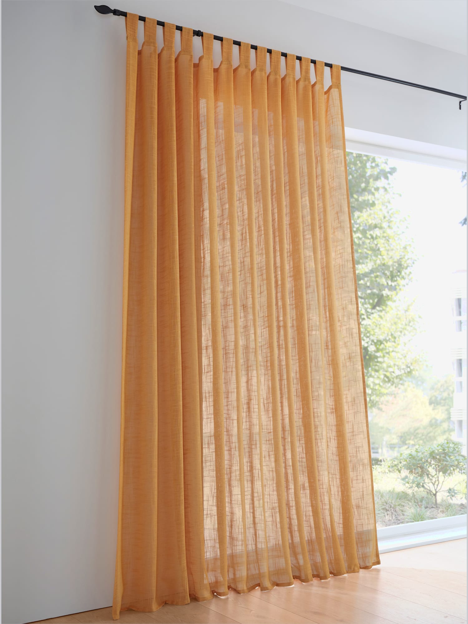 Rideaux, Passants, couleur : jaune foncé uni, taille 245x290 cm, marque helline home, 100% polyester - helline